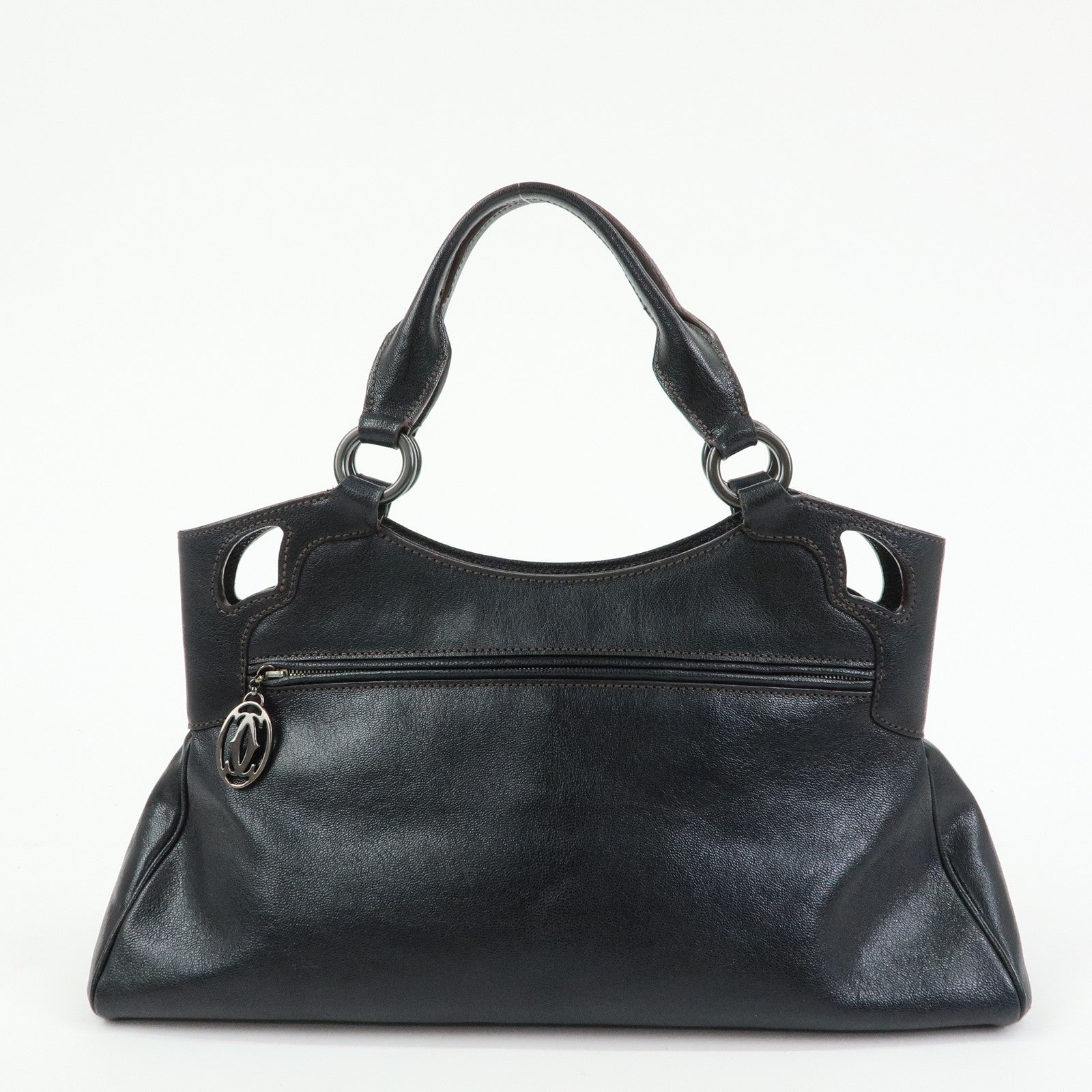 Cartier Marcello de Cartier Leather Hand Bag Tote Bag Black