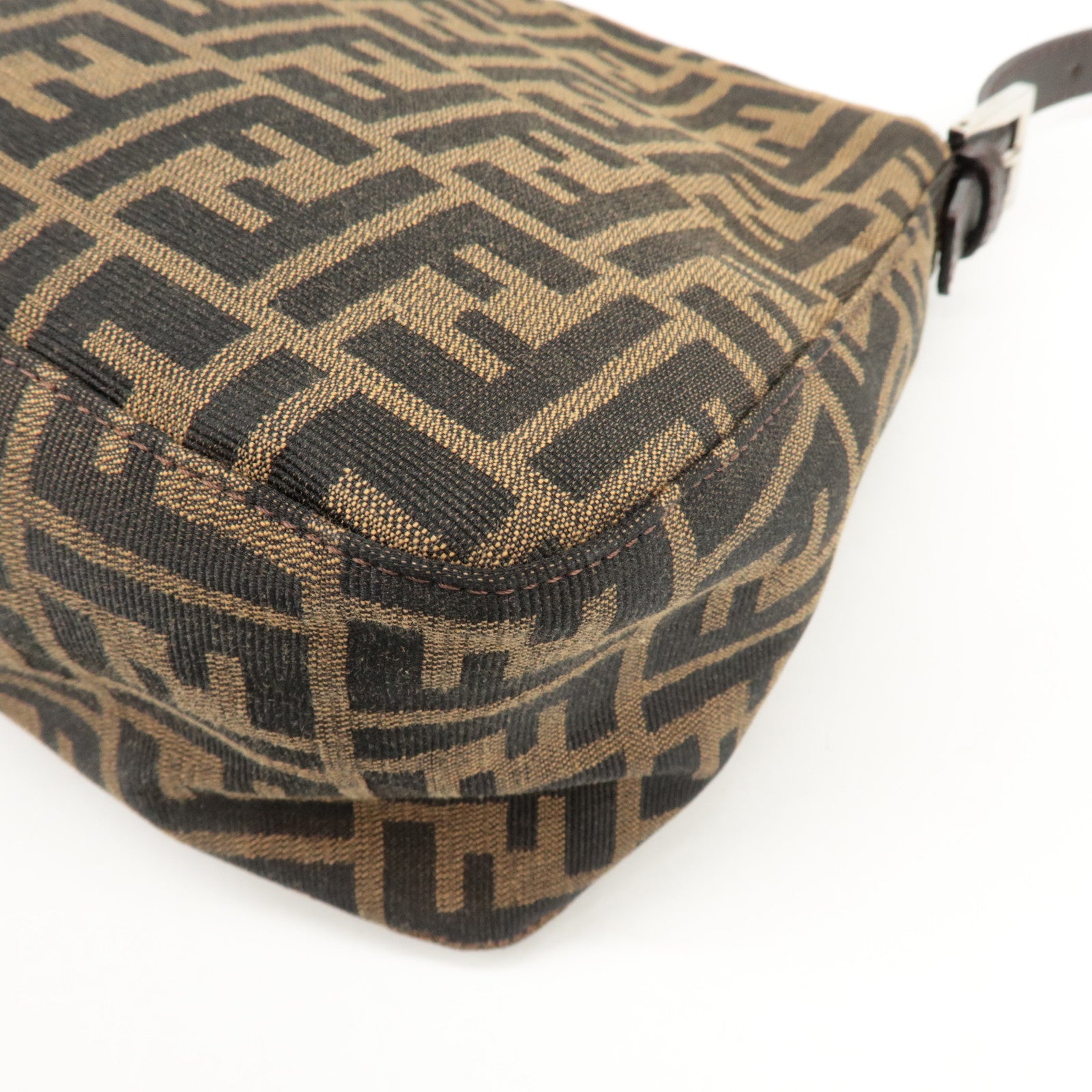 FENDI Mamma Baguette Zucca Canvas Shoulder Bag Black Brown 26325 Used