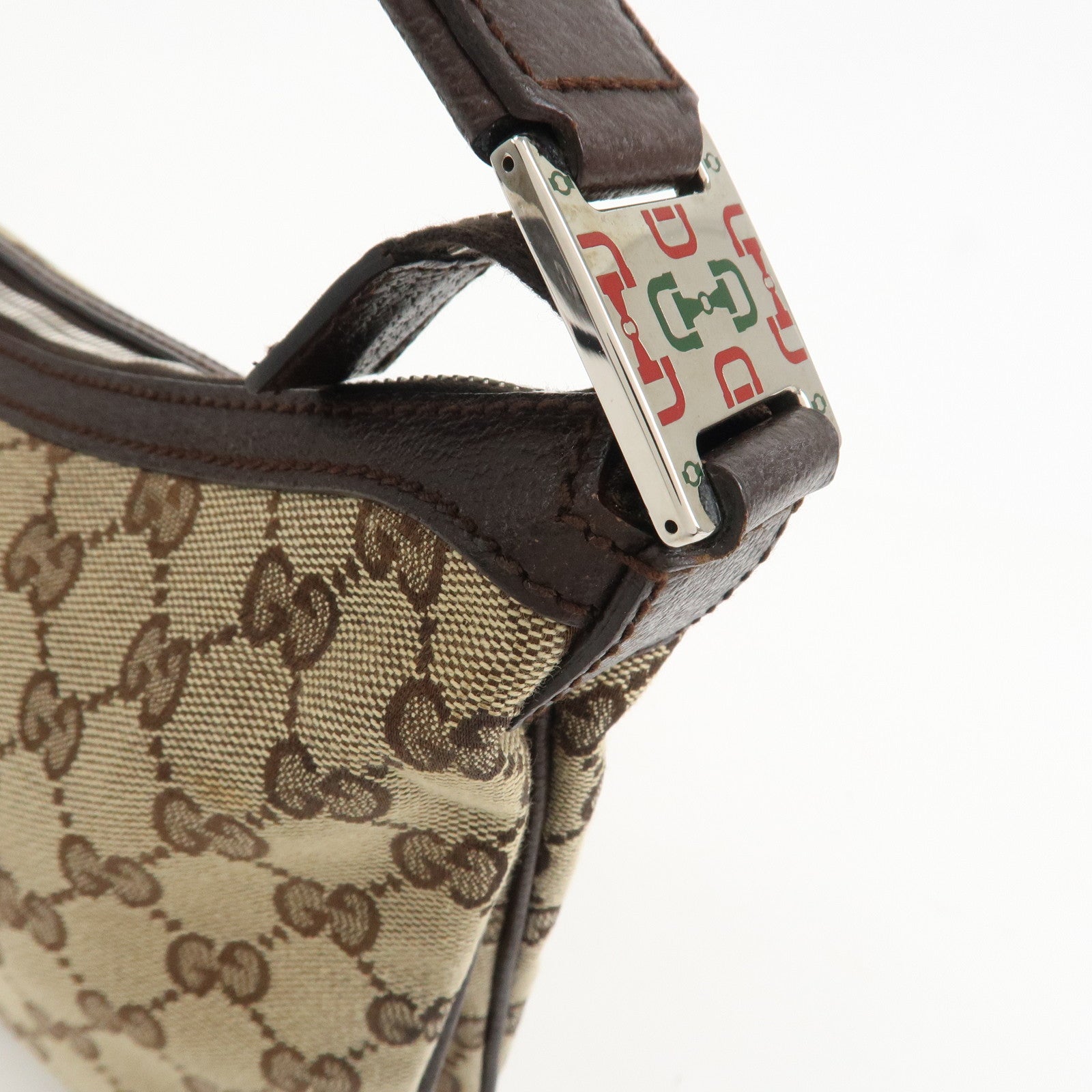 GUCCI Sherry Line GG Canvas Leather Shoulder Bag Beige 145812