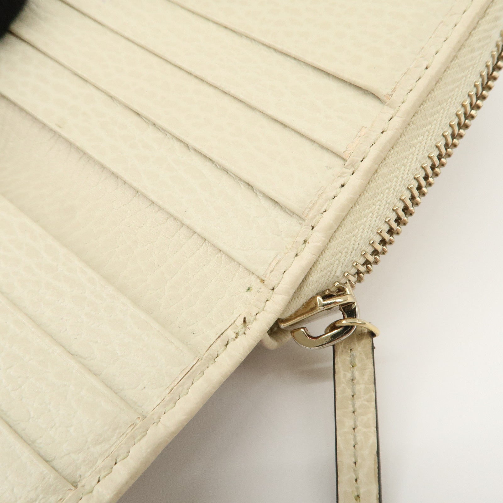 GUCCI GG Canvas Leather Bi-fold Wallet Beige Ivory 346056 Used