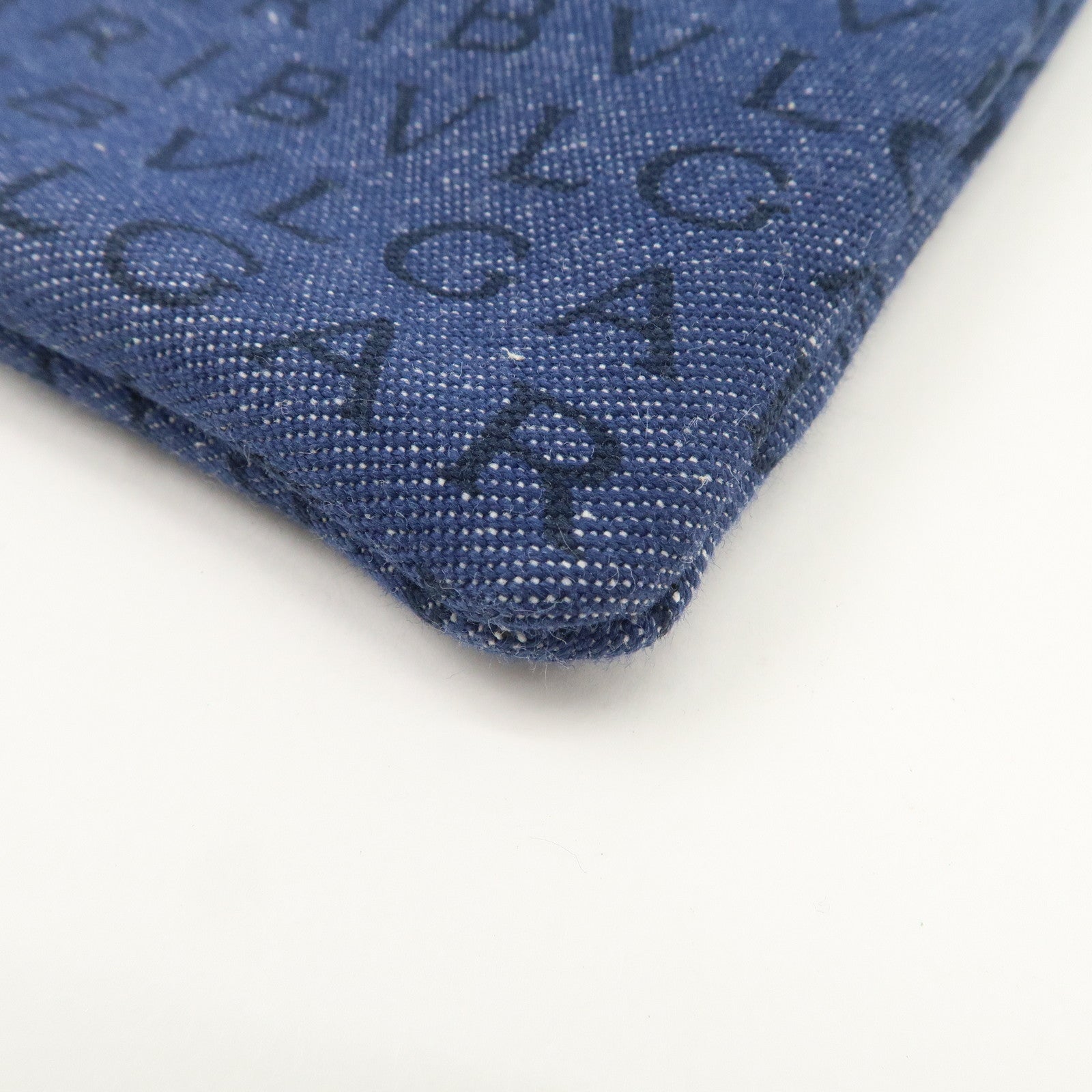 BVLGARI Logo Mania Denim Leather Shoulder Bag Crossbody Bag Blue