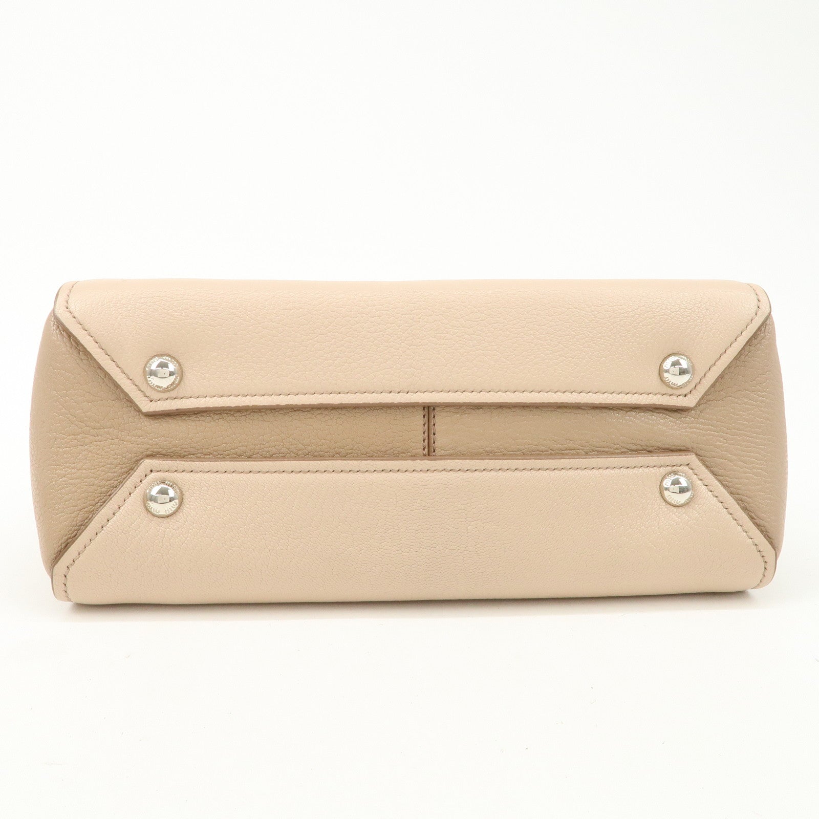 MIU MIU Leather 2Way Hand Bag Beige Pink Beige 5BB006