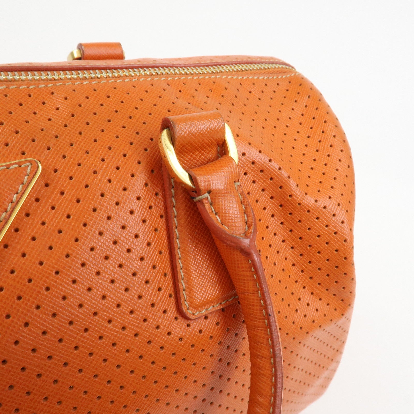 PRADA Saffiano Leather 2Way Bag Hand Bag Shoulder Bag Orange