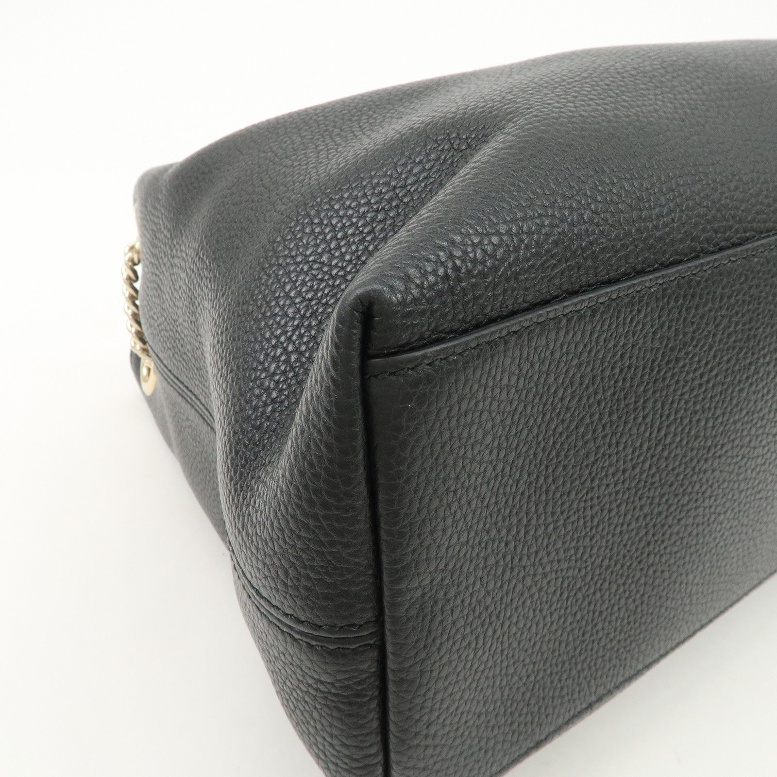 GUCCI SOHO Interlocking G Leather Chain Shoulder Bag Black 536196