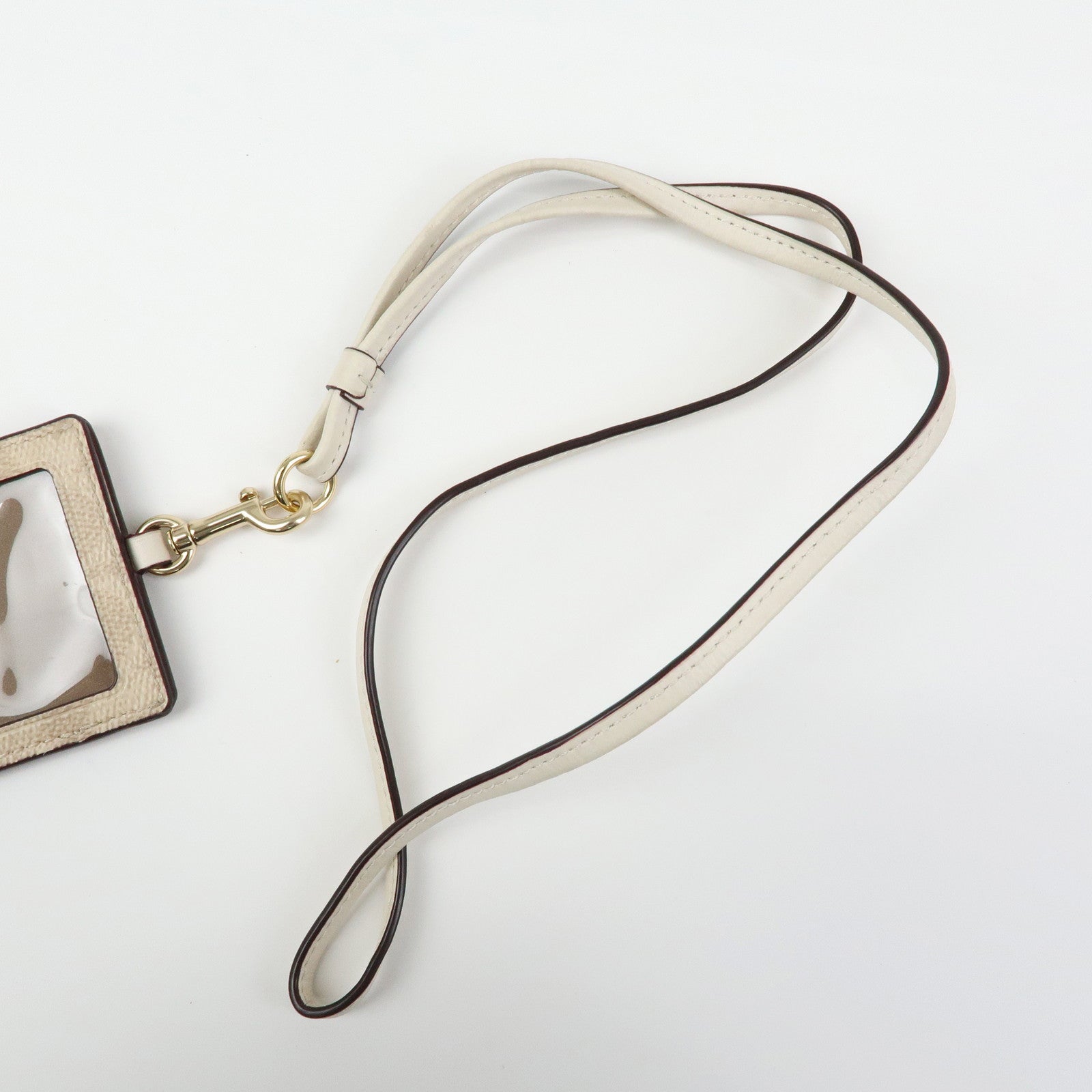 COACH Signature Set of 3 Card Case Charm Bracelet Beige Ivory Gold