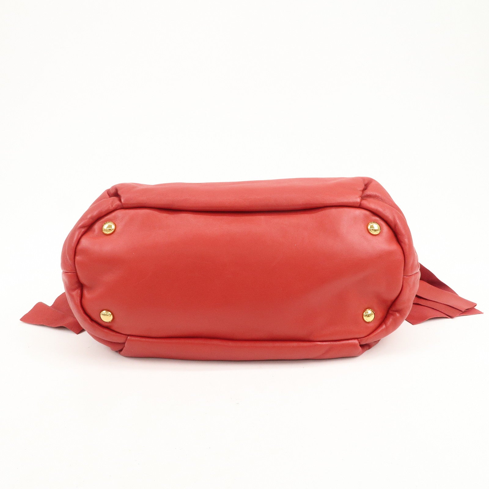 PRADA Logo Leather 2Way Bag Hand Bag Shoulder Bag Red BR4205