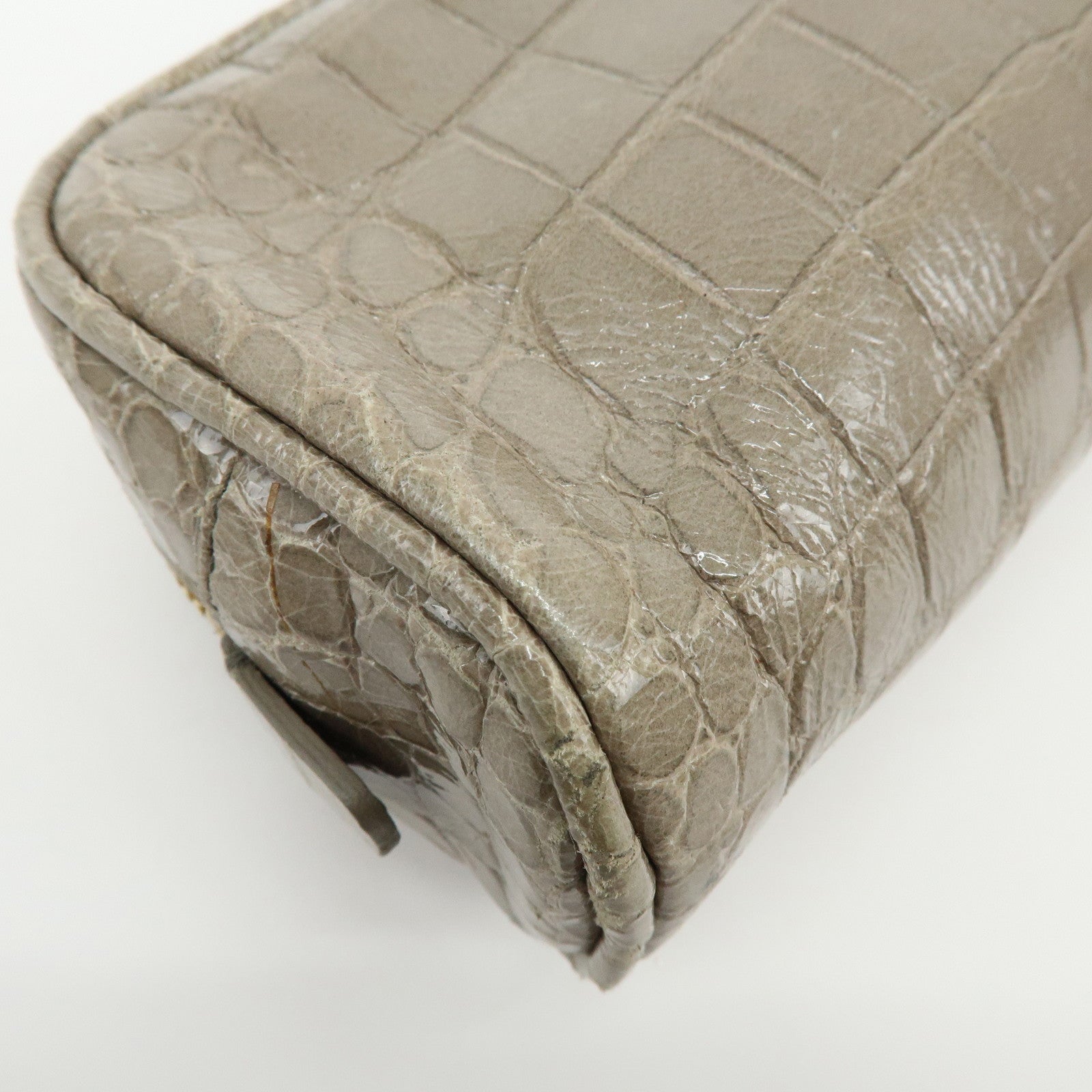 MIU MIU Embossed Leather Clutch Bag Wrist Bag Cosmetic Pouch Greige