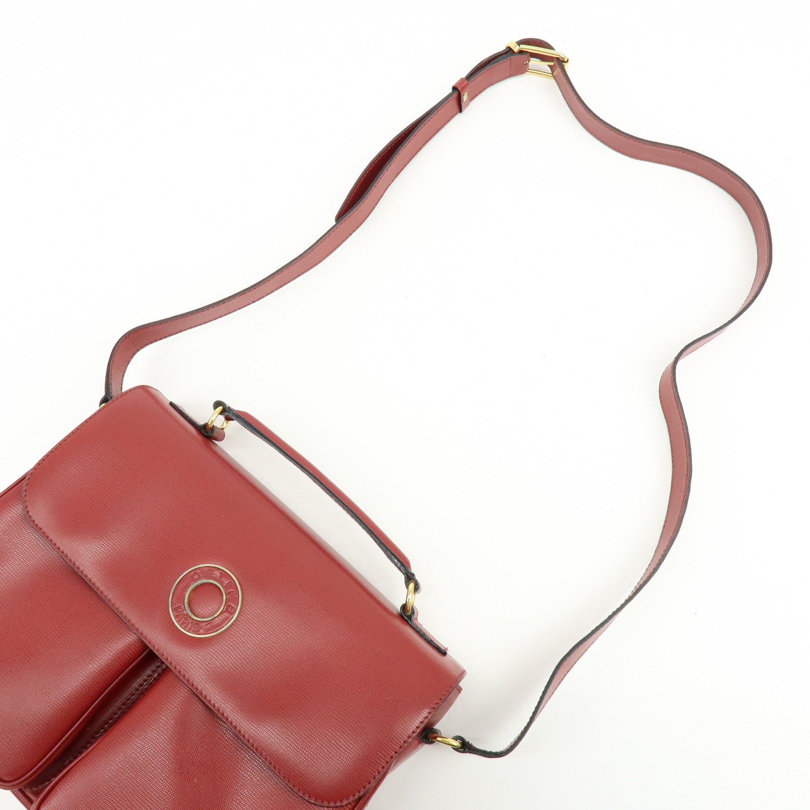 CELINE Leather 2WAY Bag Shoulder Bag Hand Bag Red