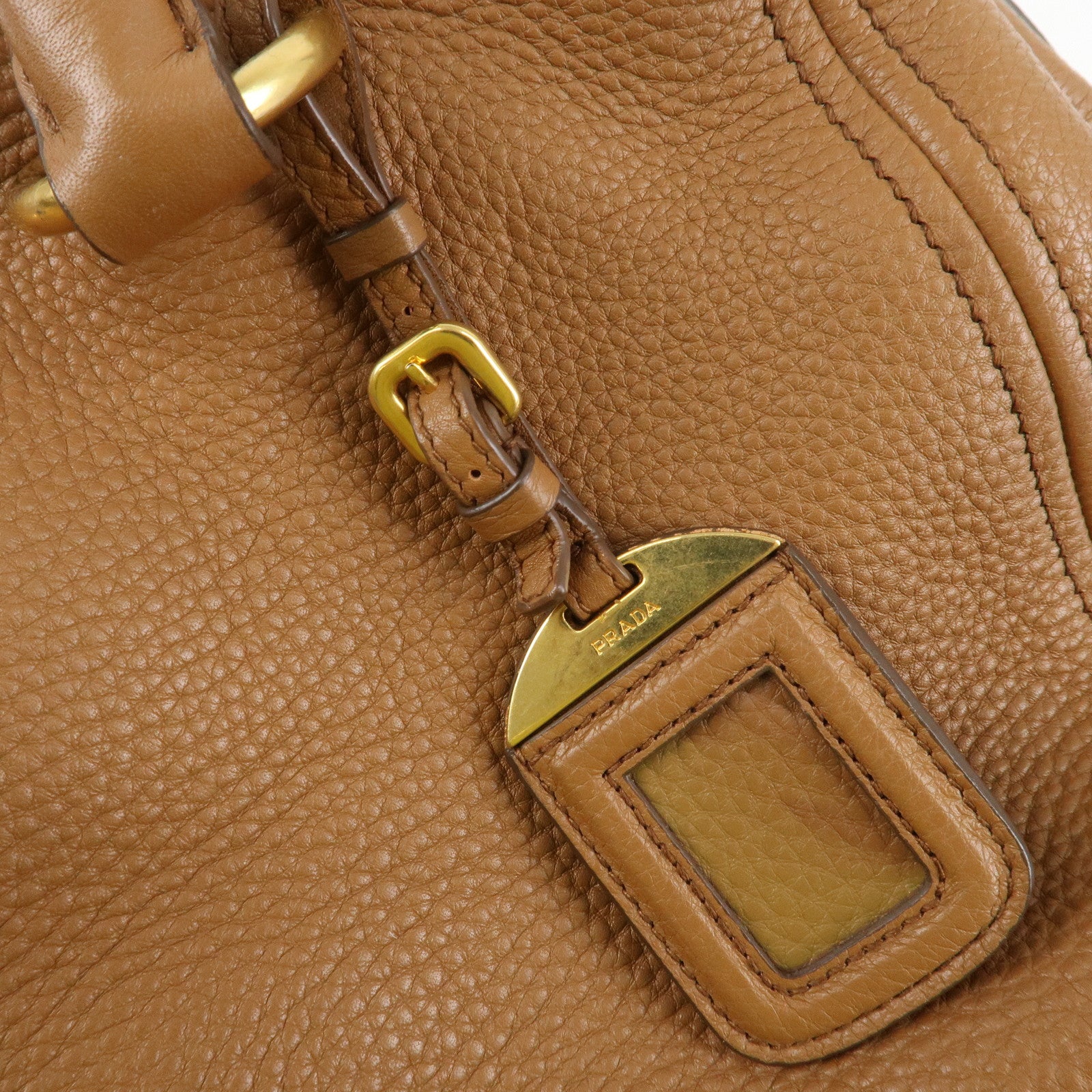 PRADA Logo VIT.DAINO Calf Leather 2Way Tote Bag Brown 1BA866 Used