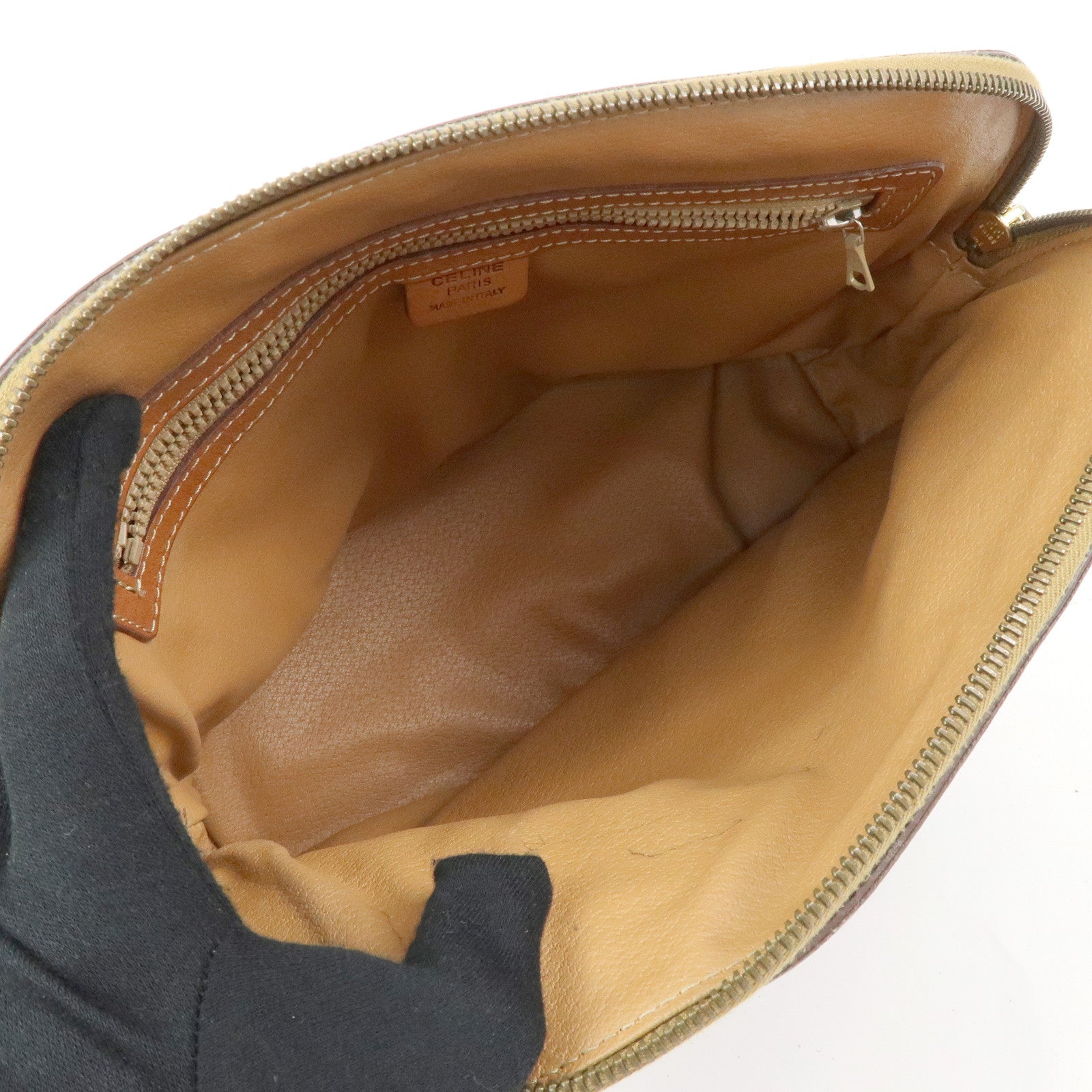CELINE Macadam Leather 2WAY Bag Hand Bag Shoulder Bag Brown
