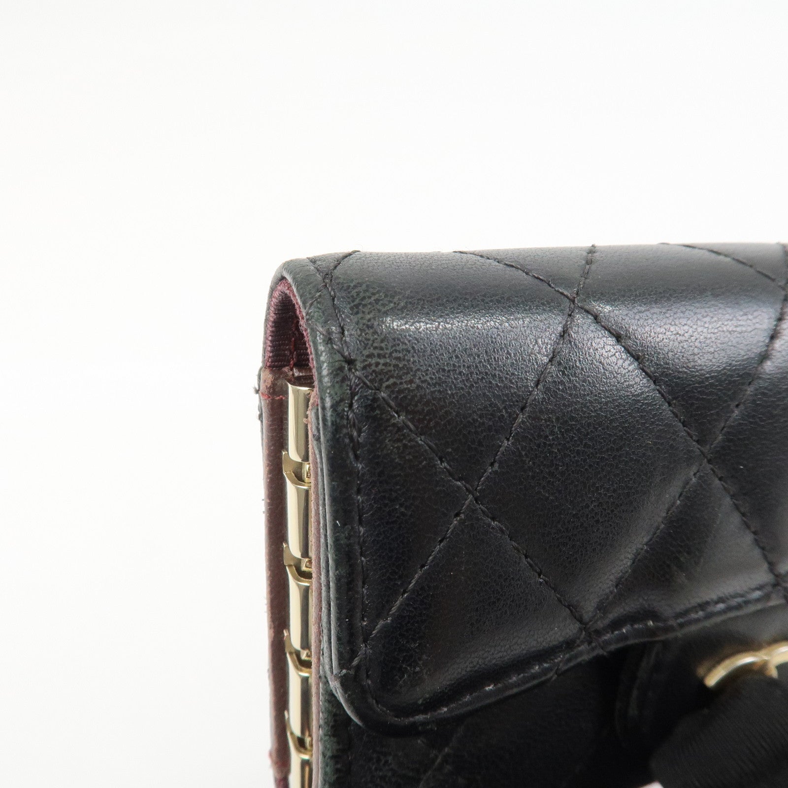 CHANEL COCO Mark Lamb Skin 4 Rings Key Case Black Gold AP0222