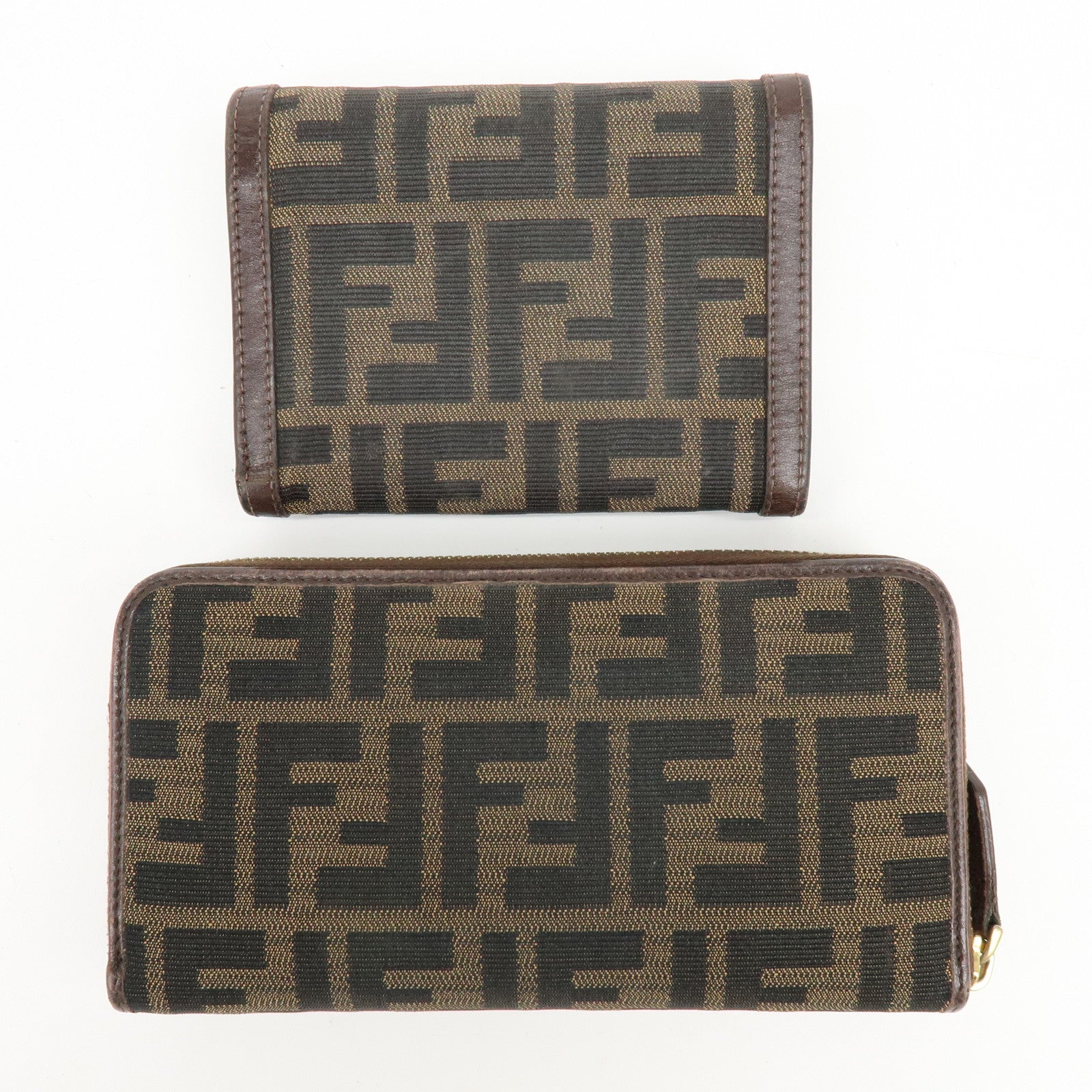 FENDI Zucca Set of 2 Canvas Compact Wallet Long Wallet 30729