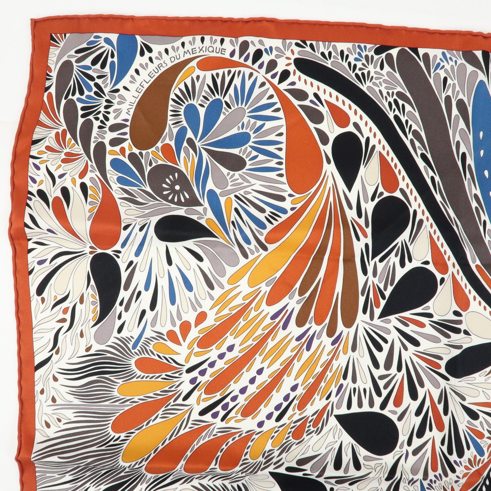HERMES Carre 65 Set of 2 Silk 100% Scarf Beige Brown Orange