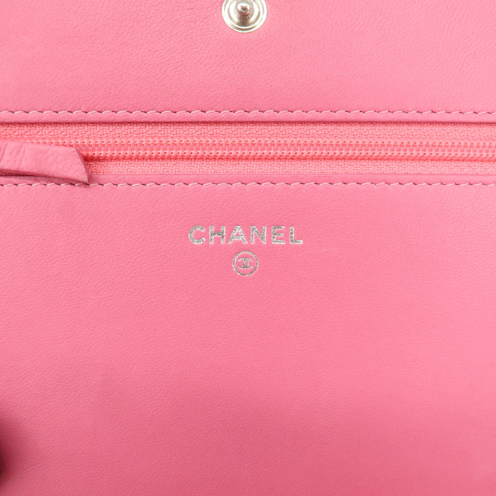 CHANEL Matelasse Leather COCO Mark Chain Shoulder Bag Pink Used