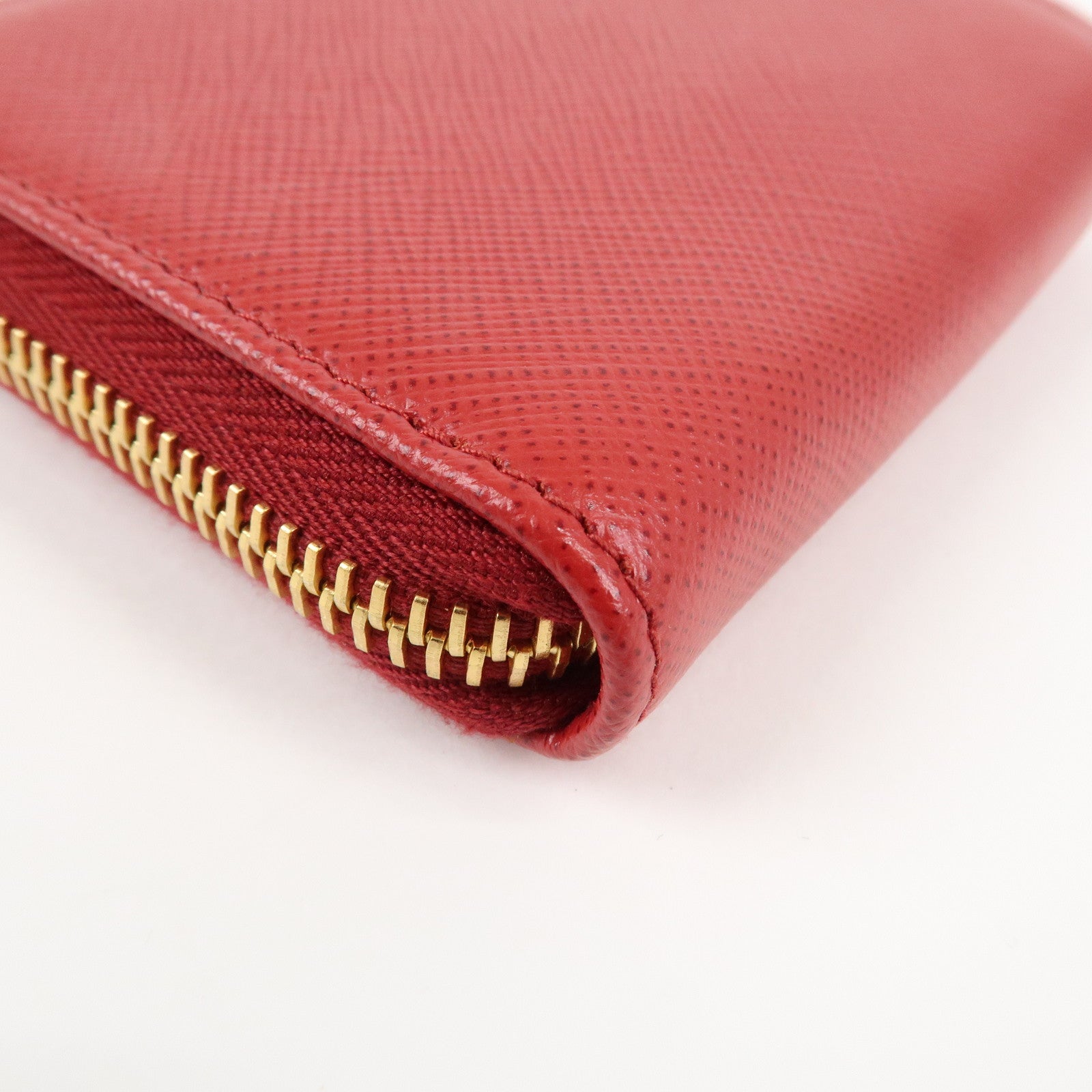 PRADA Leather Zippy Coin Case Red Gold Hardware 1ML025 Used