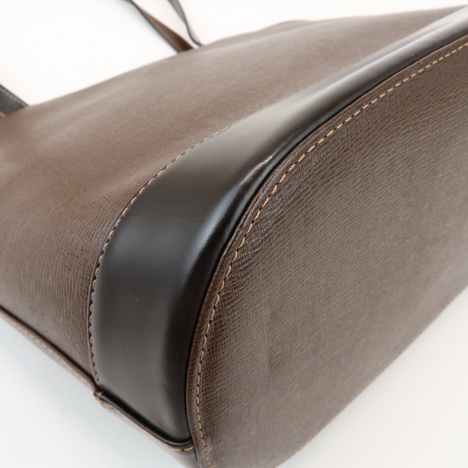 BURBERRY Logo Leather Tote Bag Shoulder Bag Brown