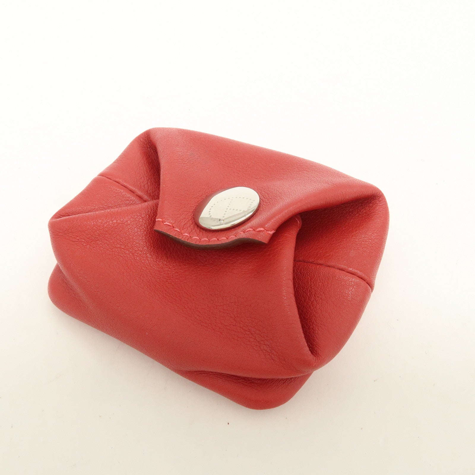 HERMES Bee Pop Leather Mini Compact Coin Case Red