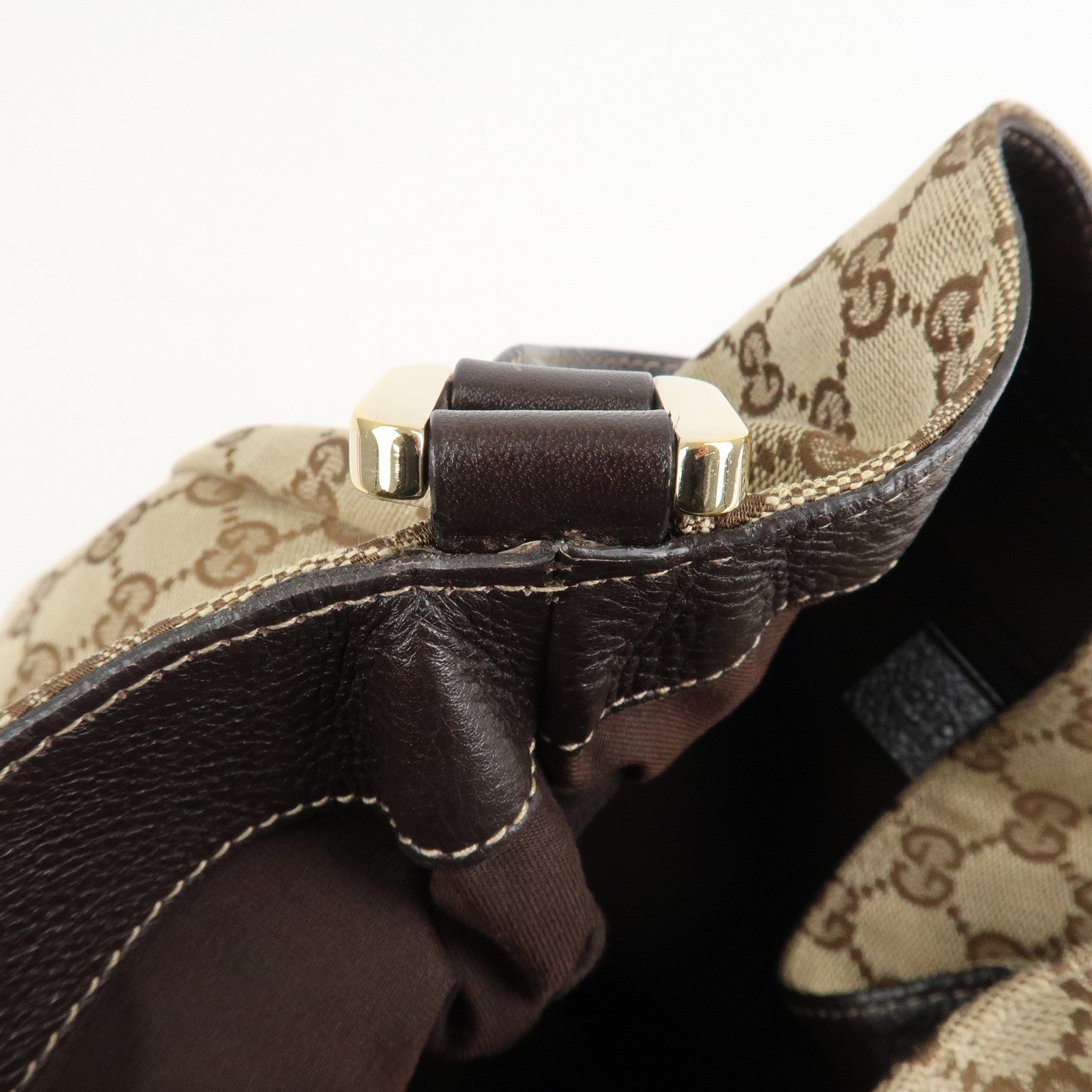 GUCCI GG Canvas Shoulder Bag Hand Bag Beige Brown 211933