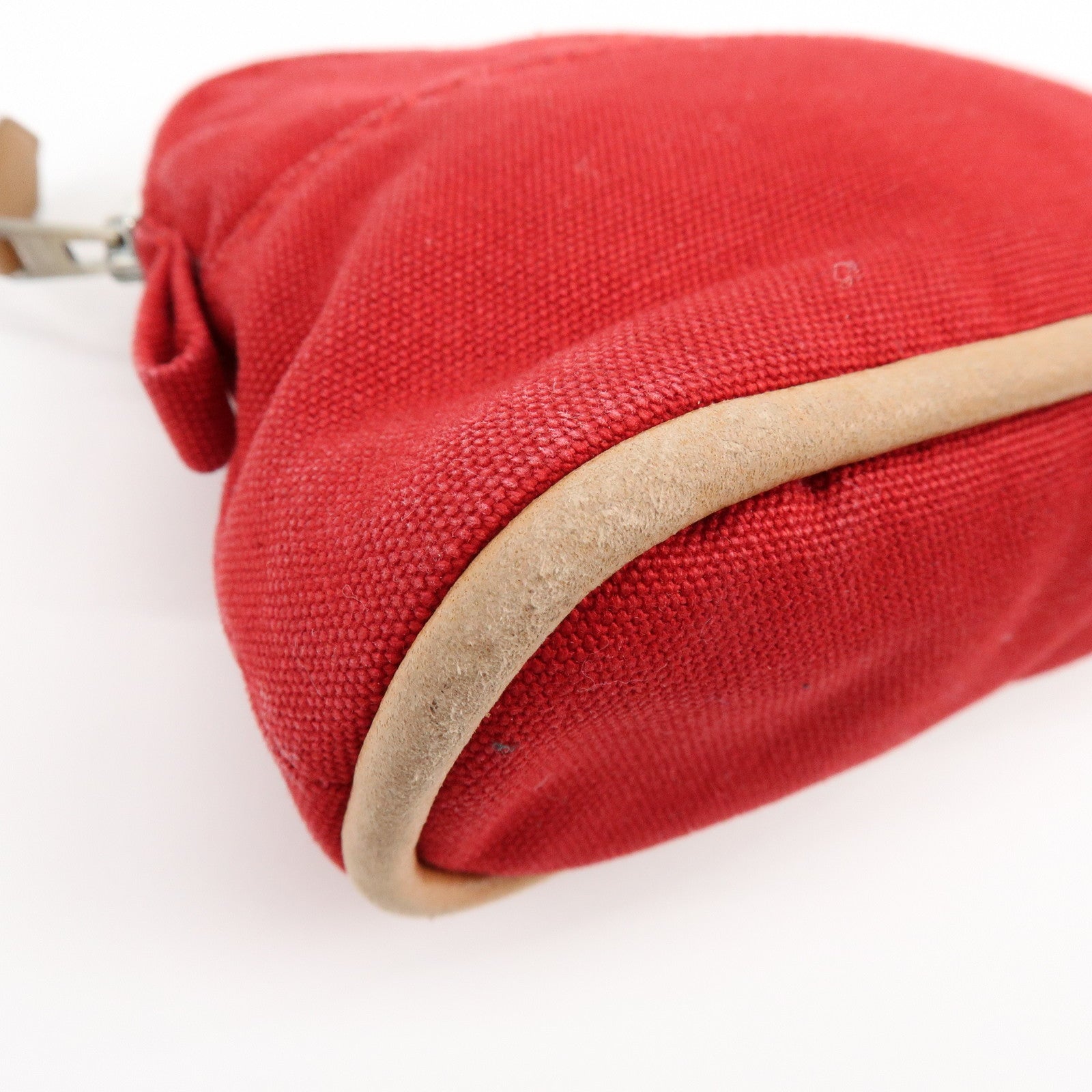 HERMES Bolide Set of 2 Canvas Leather Cosmetic Pouch Pink Red