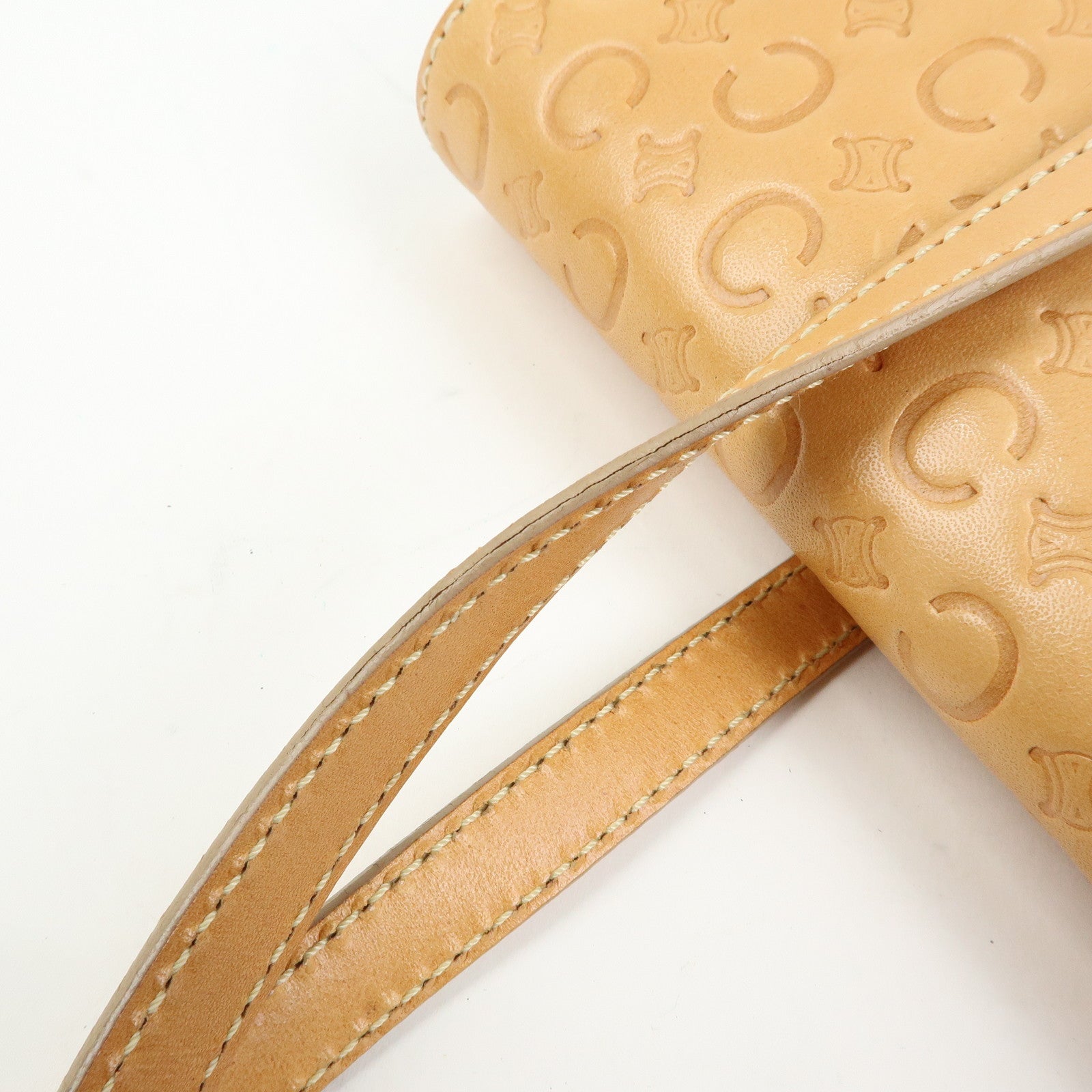CELINE C Macadam Leather Shoulder Bag Hand Bag Light Brown