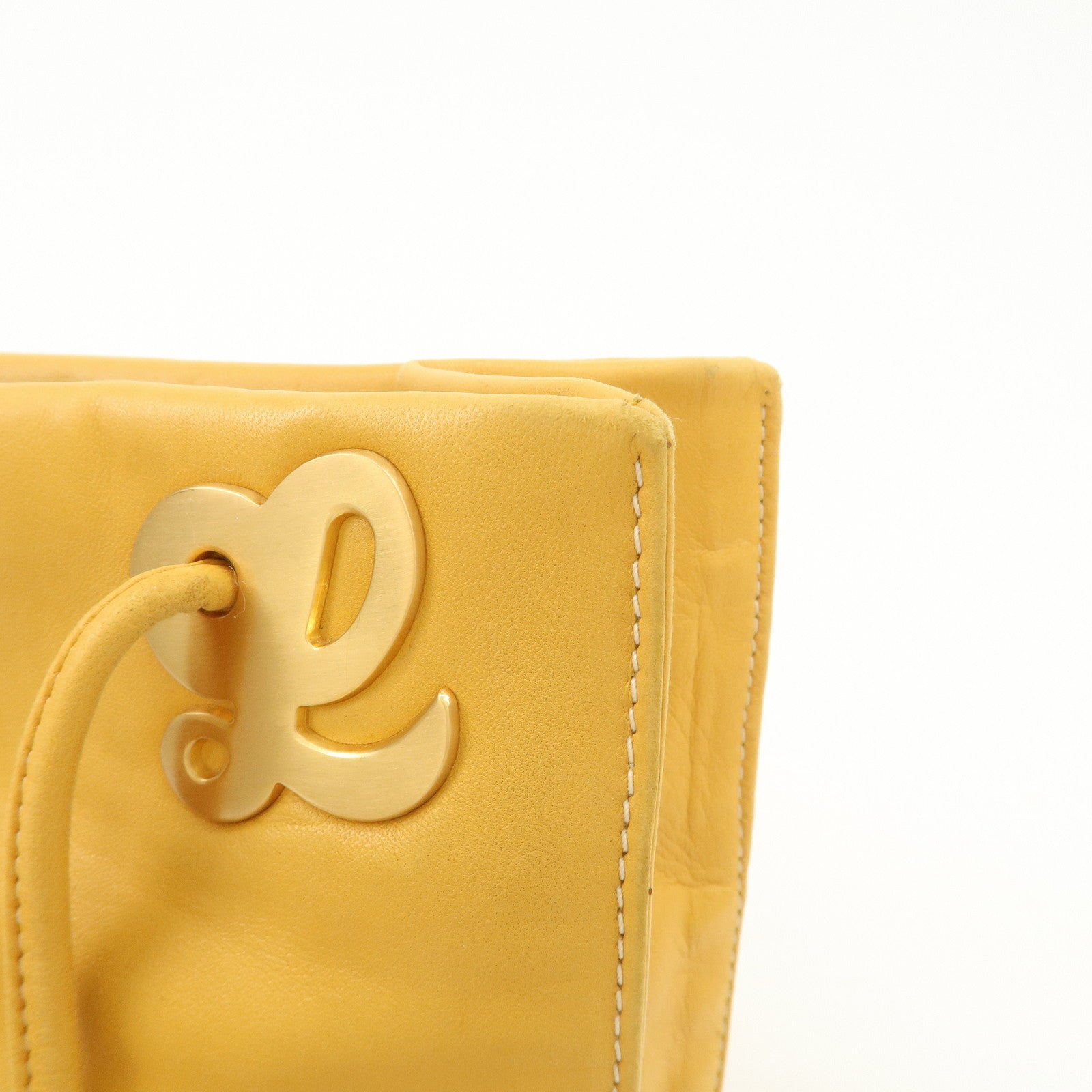 LOEWE Logo Nappa Leather Shoulder Bag Hand Bag Yellow