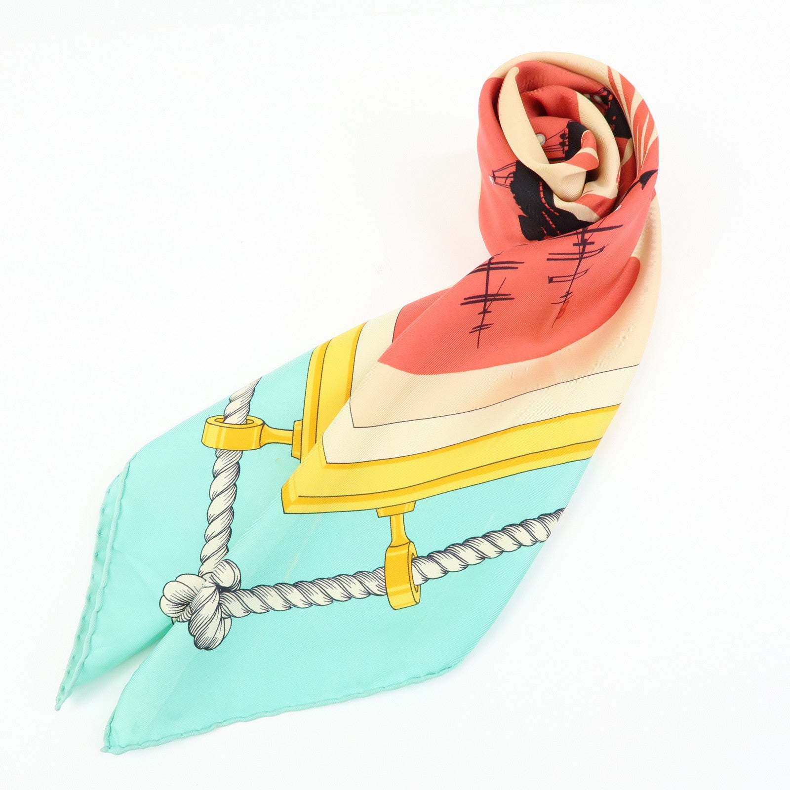 HERMES Carre 90 Silk100% Scarf FEUX DE ROUTE APERCUS LA NUIT EN MER