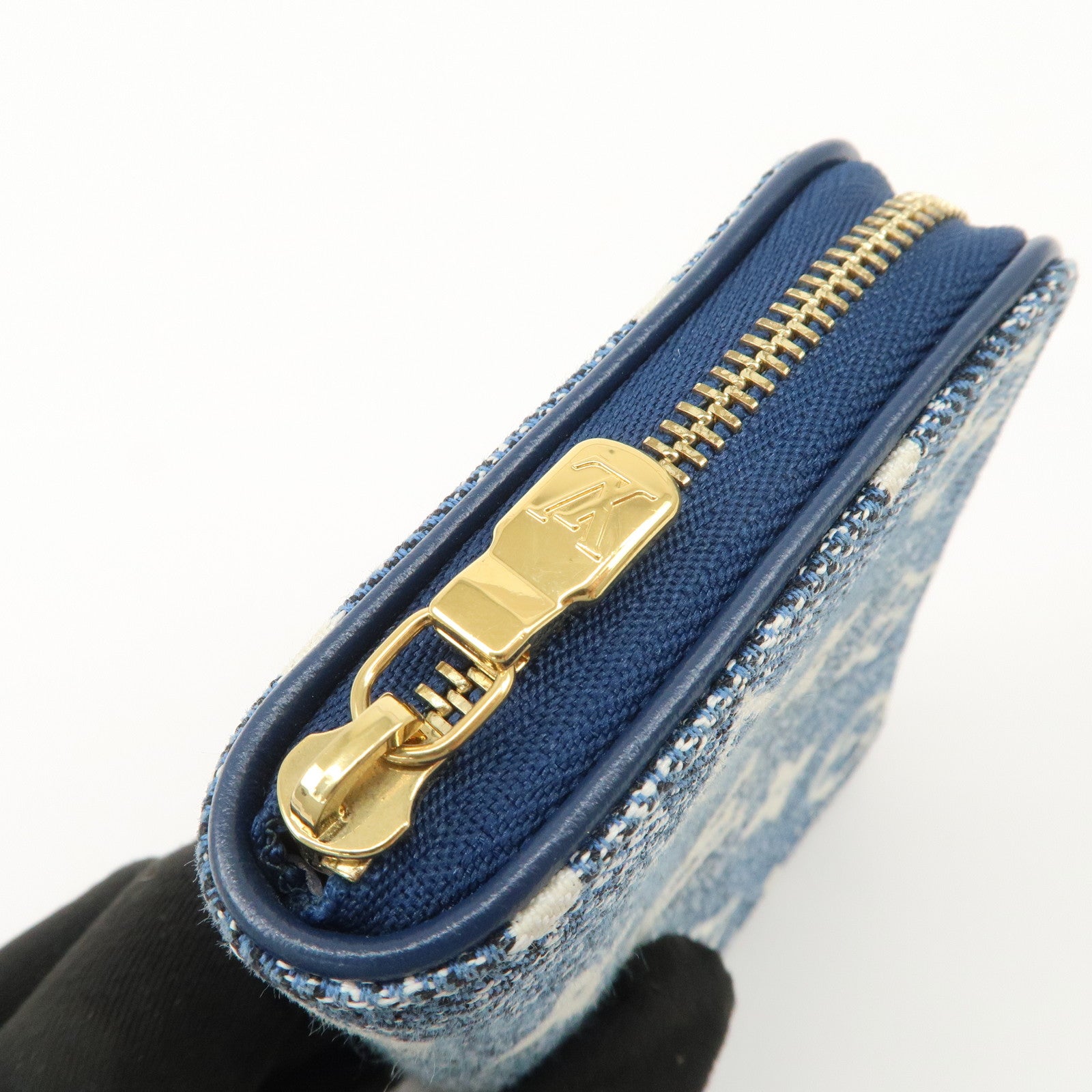 Louis Vuitton Monogram Denim Coin Case Compact Wallet Blue M81185
