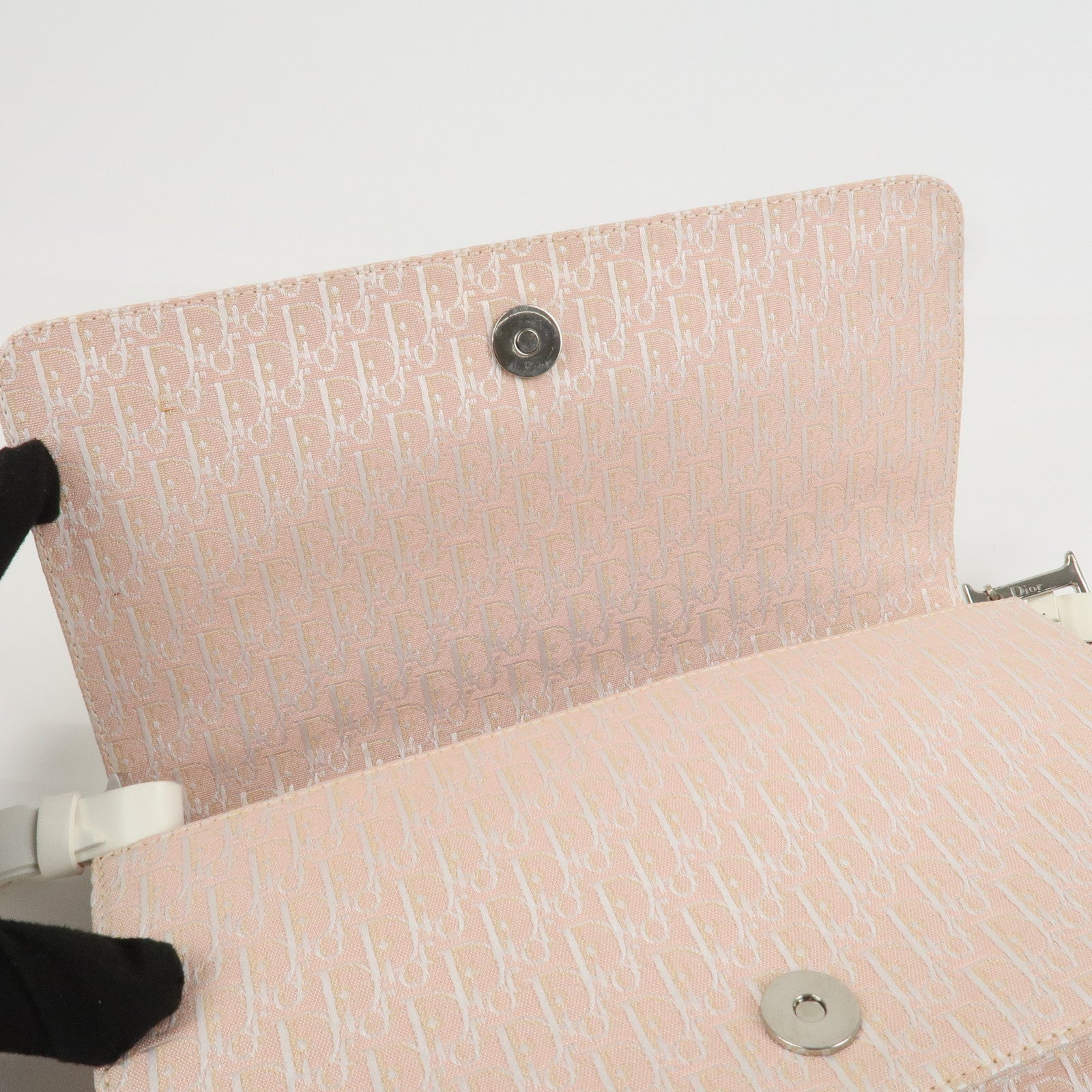 Christian Dior Trotter Canvas Leather Hand Bag Shoulder Bag Pink