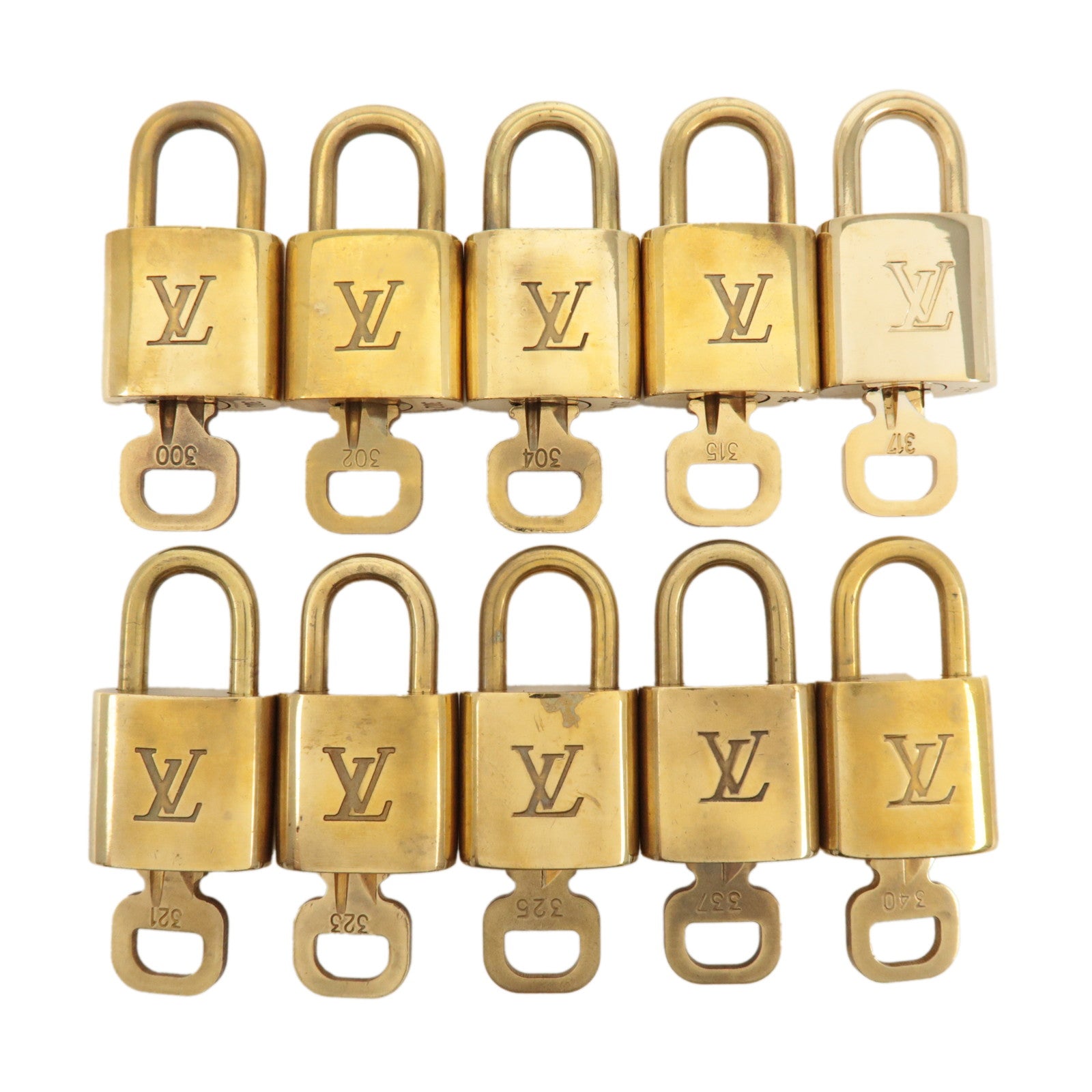 Louis Vuitton Set of 10 Lock & Key Cadena Key Lock Metal Gold Used