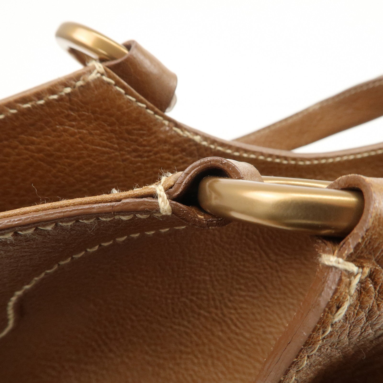 Cartier Must Line Marcello Leather Hand Bag Tote Bag Brown