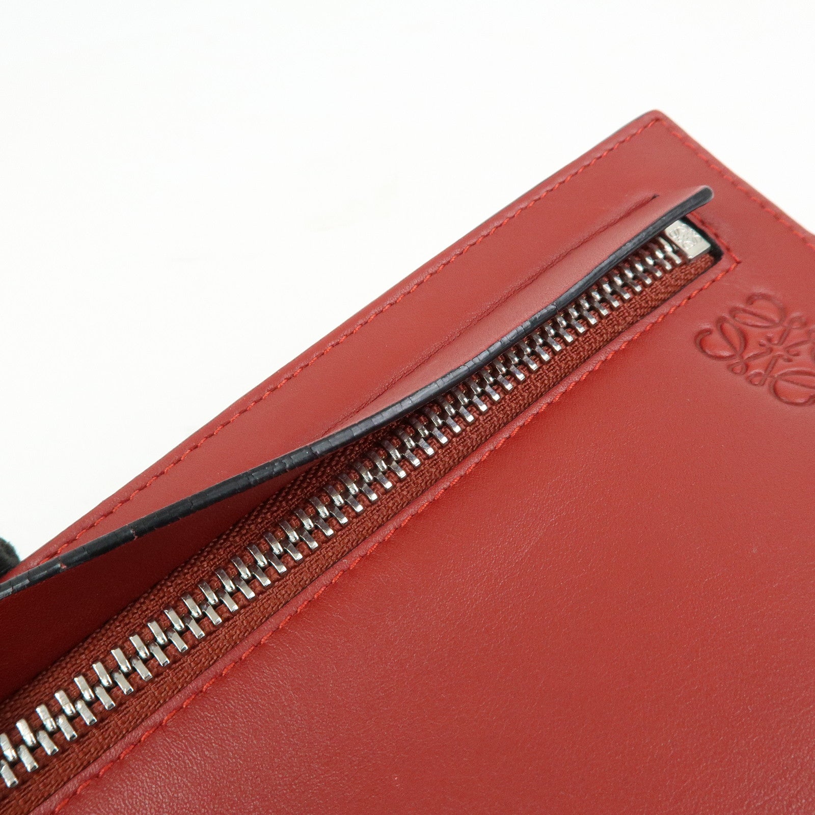 LOEWE Anagram Leather Pouch Clutch Bag Bordeaux Red