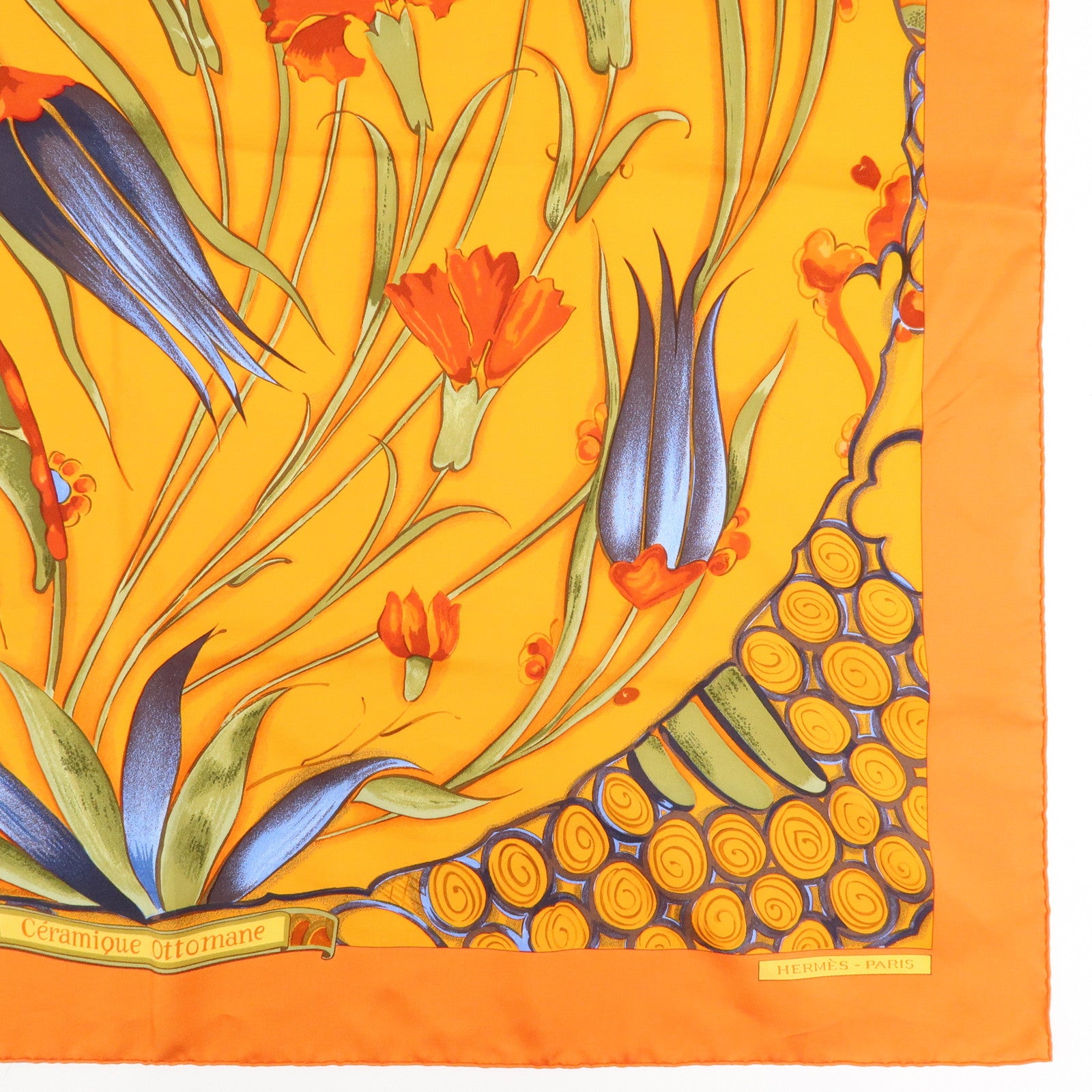 HERMES Carre 90 Silk 100% Scarf Ceramique ottomane Orange