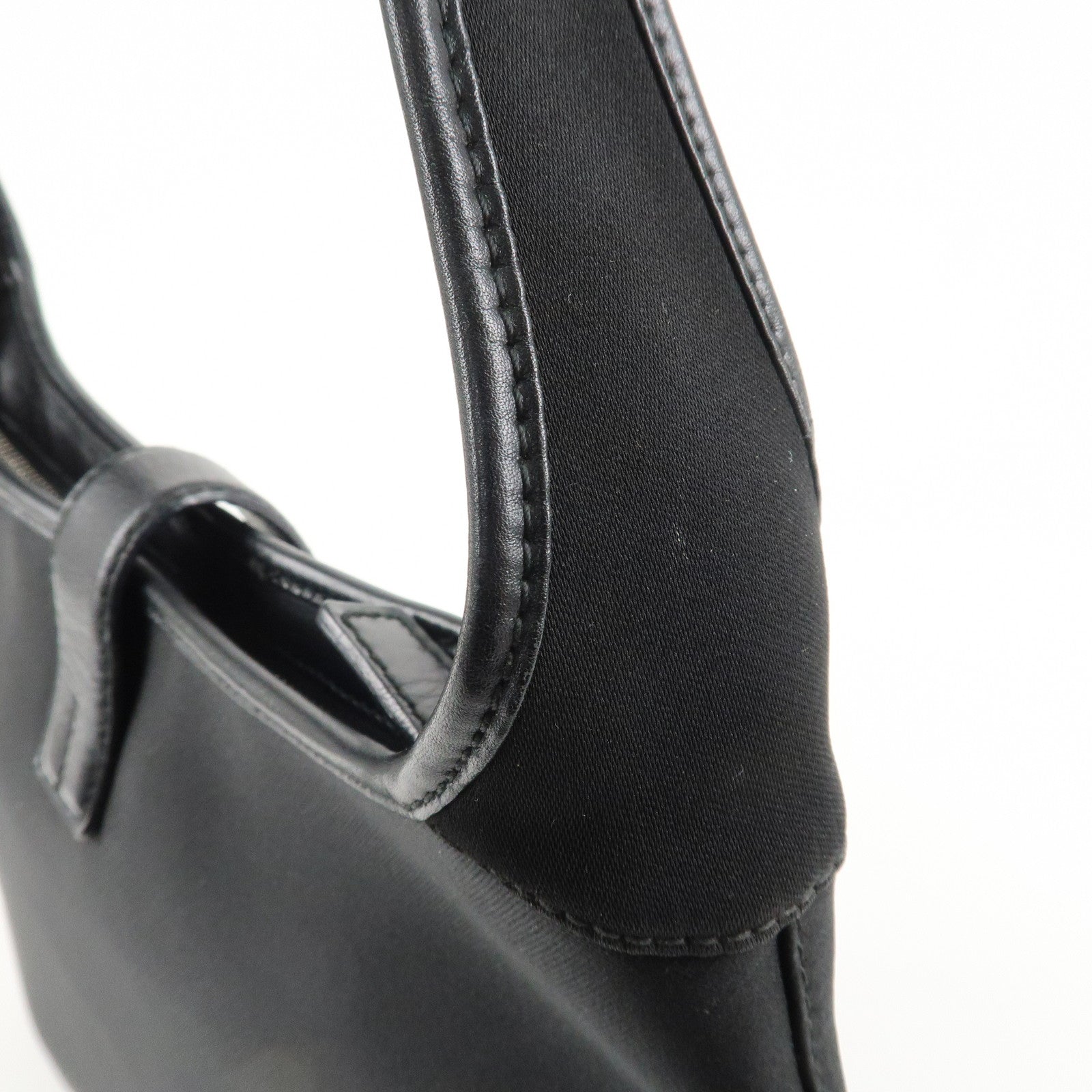 Ferragamo Nylon Canvas One Shoulder Bag Black Silver Hardware Used