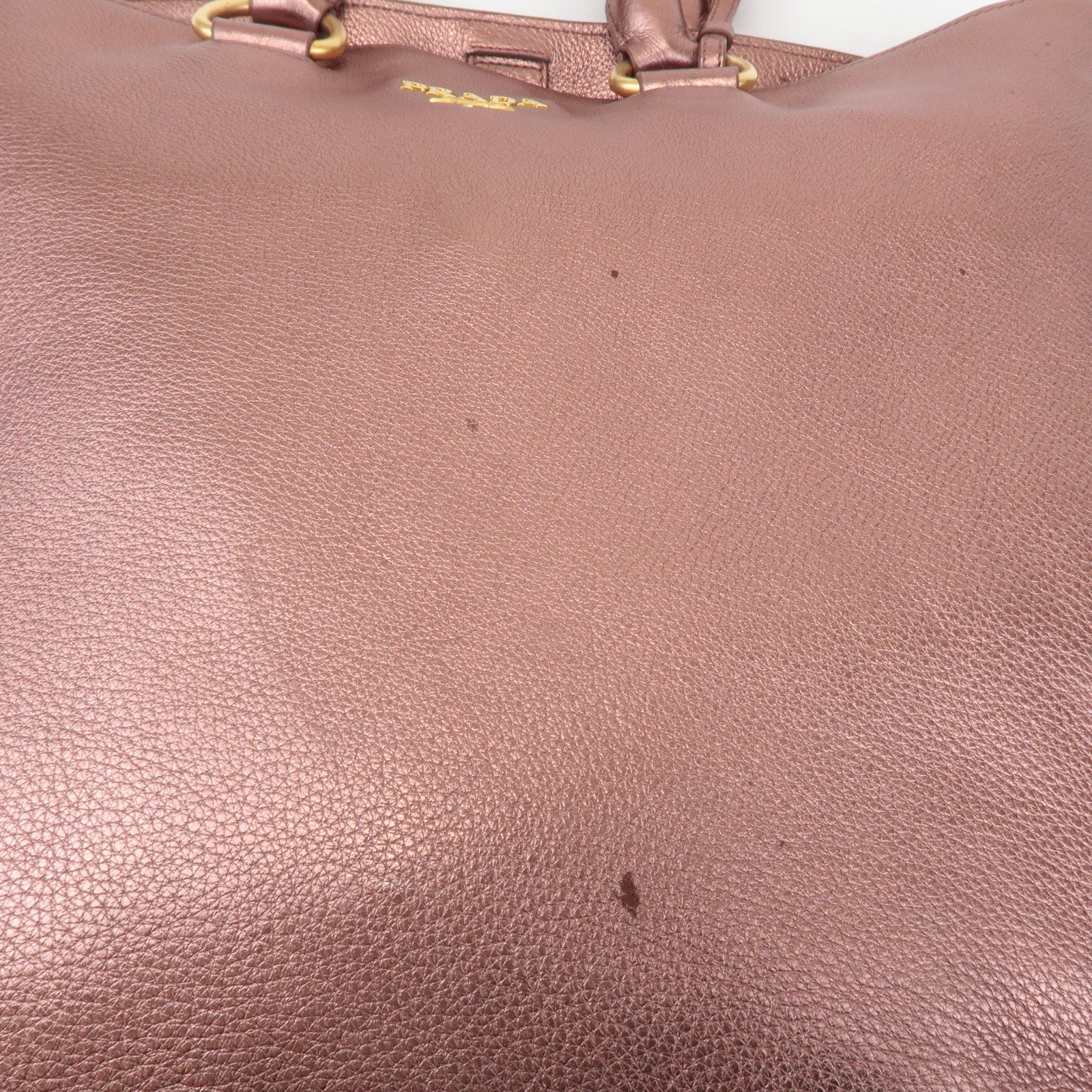 PRADA Leather 2Way Tote Bag Shoulder Bag Metallic Pink BN1713 Used