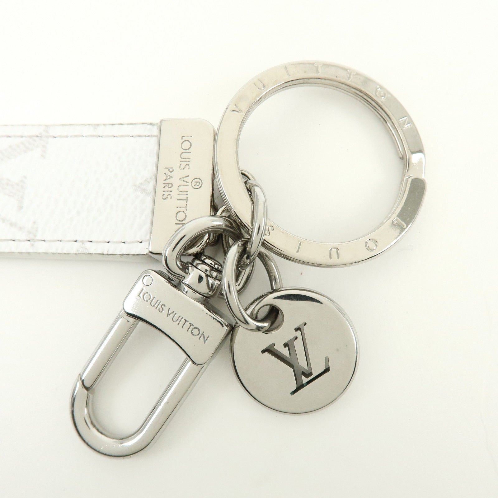 Louis Vuitton Monogram Canvas Taiga Leather Bag Charm Blanc M01347