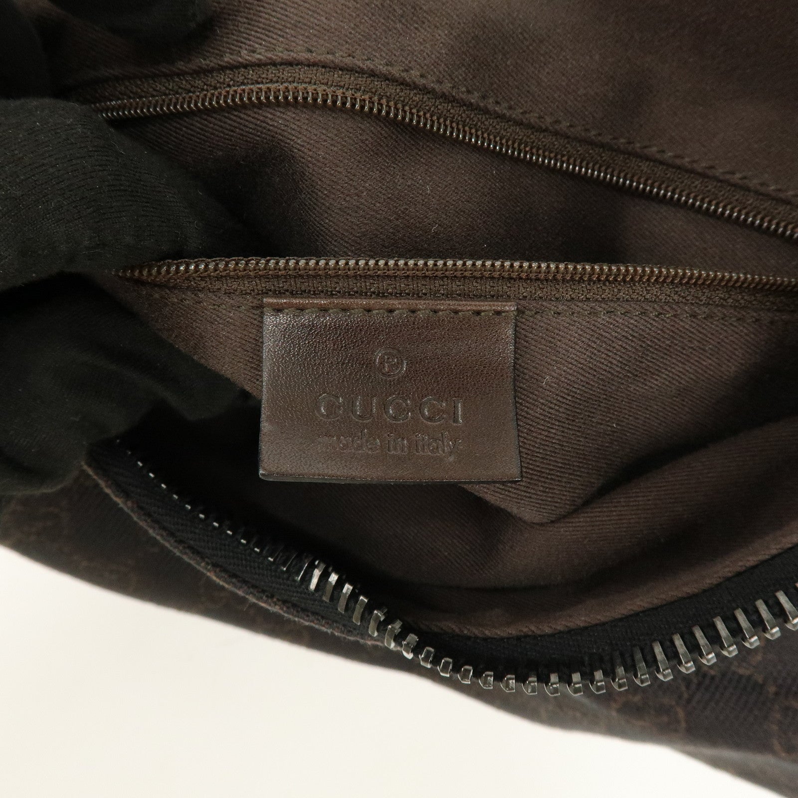 GUCCI GG Denim Leather Shoulder Bag Hand Bag Dark Brown 101292
