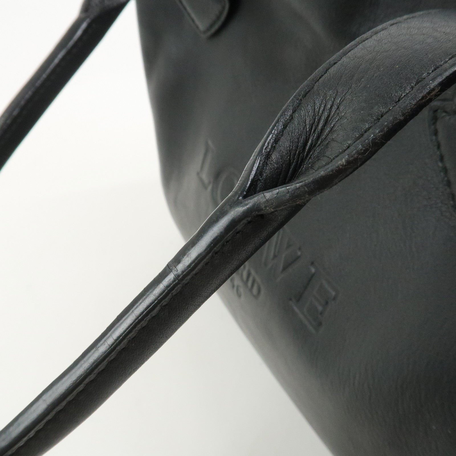 LOEWE Heritage Calf Leather Tote Bag Hand Bag Black