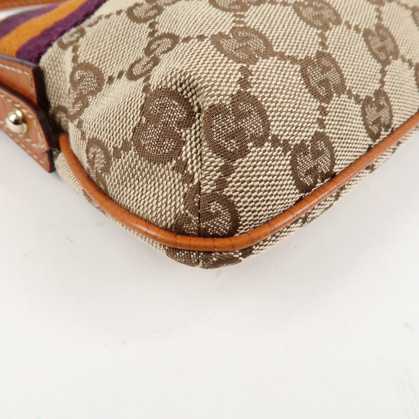 GUCCI Sherry GG Canvas Leather Shoulder Bag Gold Boots Bag Charm 145970 Used