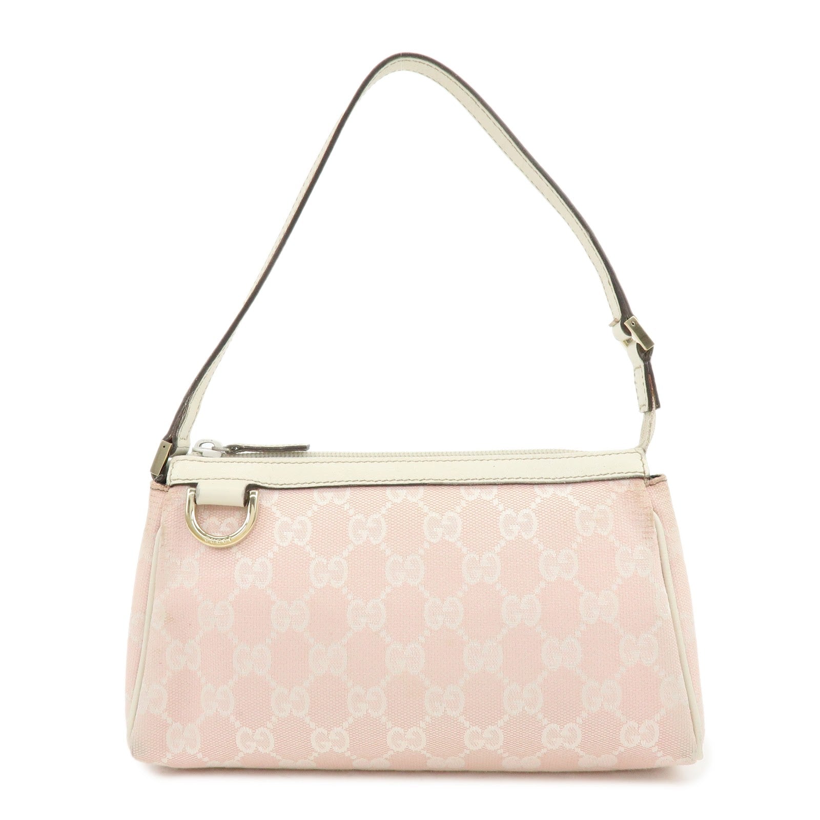 Gucci Abbey GG Canvas Leather Accessory Pouch Hand Bag Pink 145750