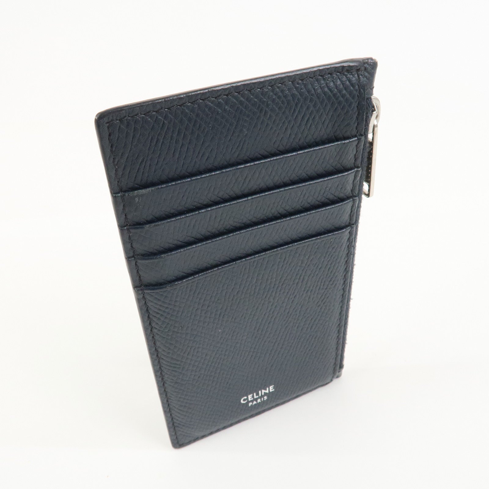 CELINE Logo Leather Card Case Card Holder FragmentツCase Dark Navy