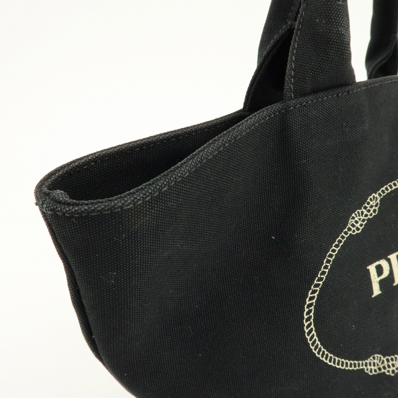 PRADA Triangle Logo Canapa Canvas 2Way Bag Tote Bag Black 1BG186
