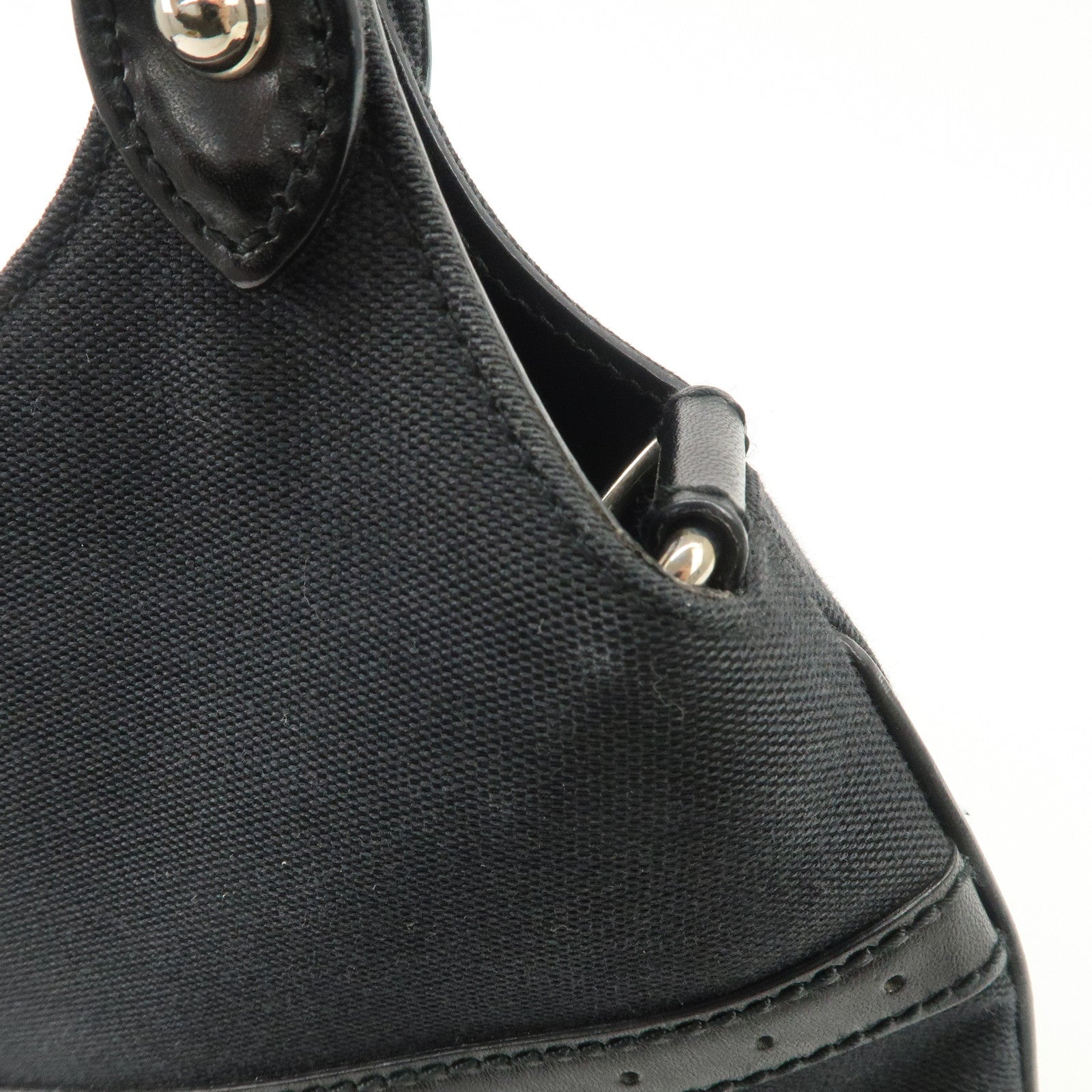 GUCCI Interlocking G Canvas Leather Hand Shoulder Bag Black 114875 Used