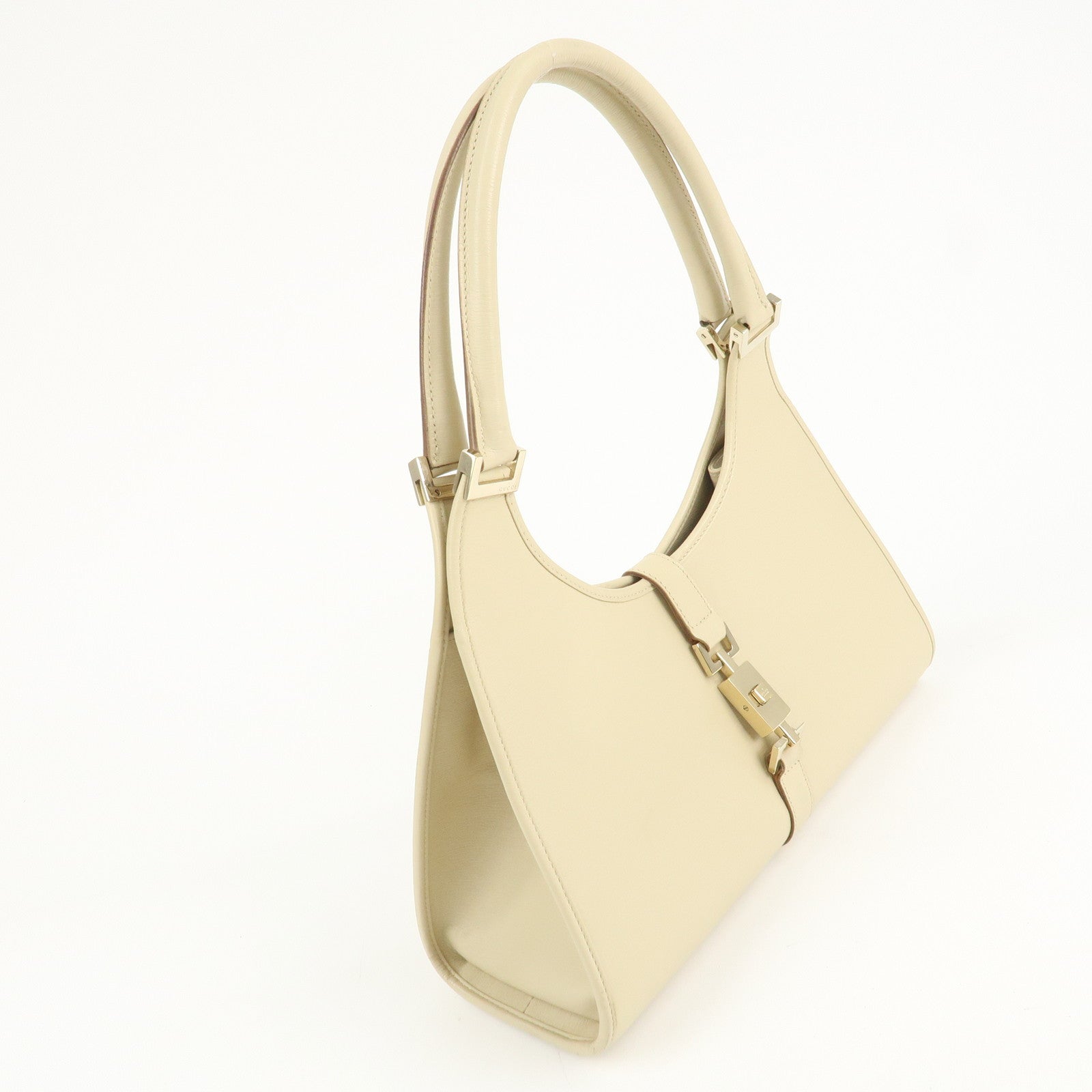 GUCCI Jackie Leather Shoulder Bag Hand Bag Light Beige 002 1067 Used
