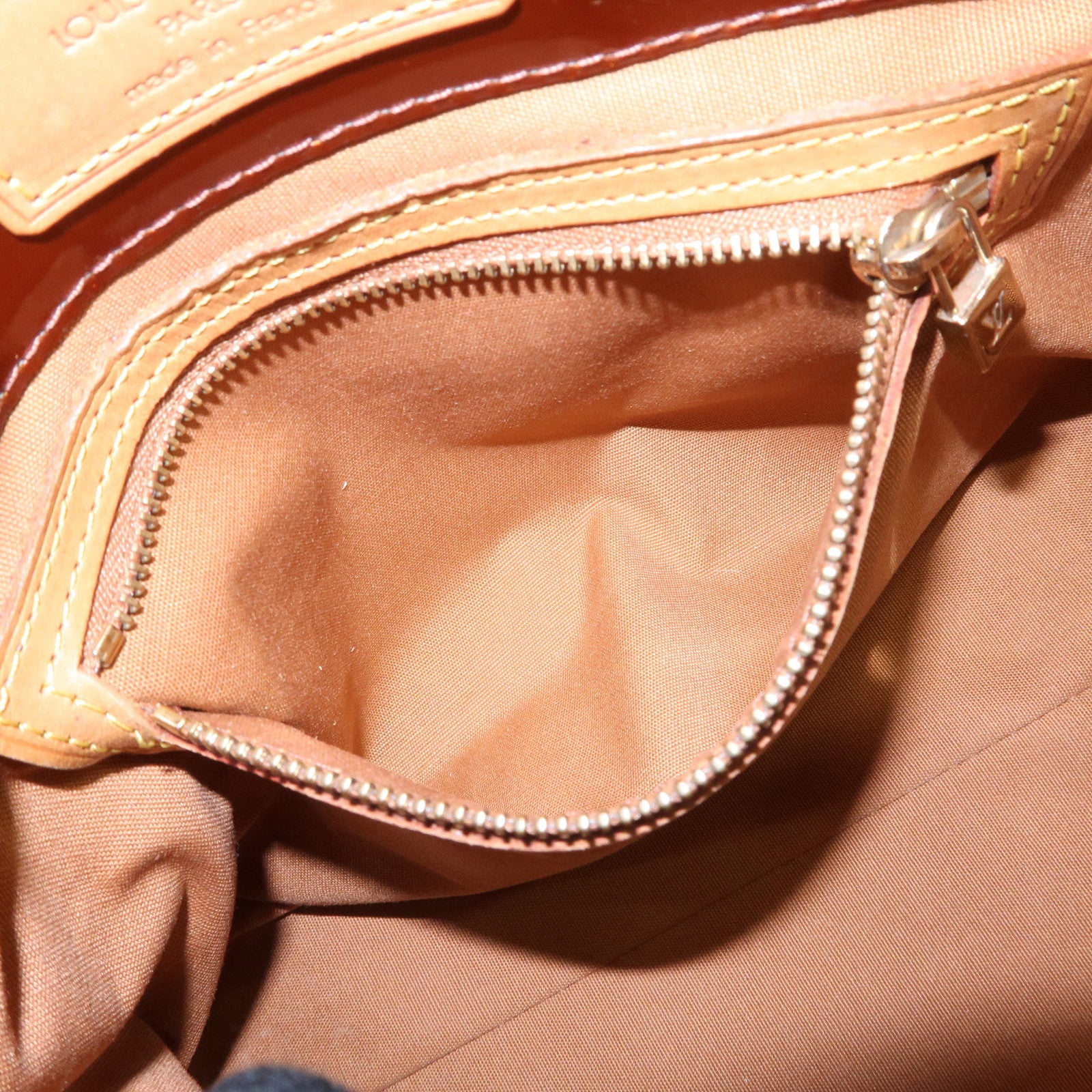 Louis Vuitton Monogram Vernis Lead PM Hand Bag Bronze M91146 Used