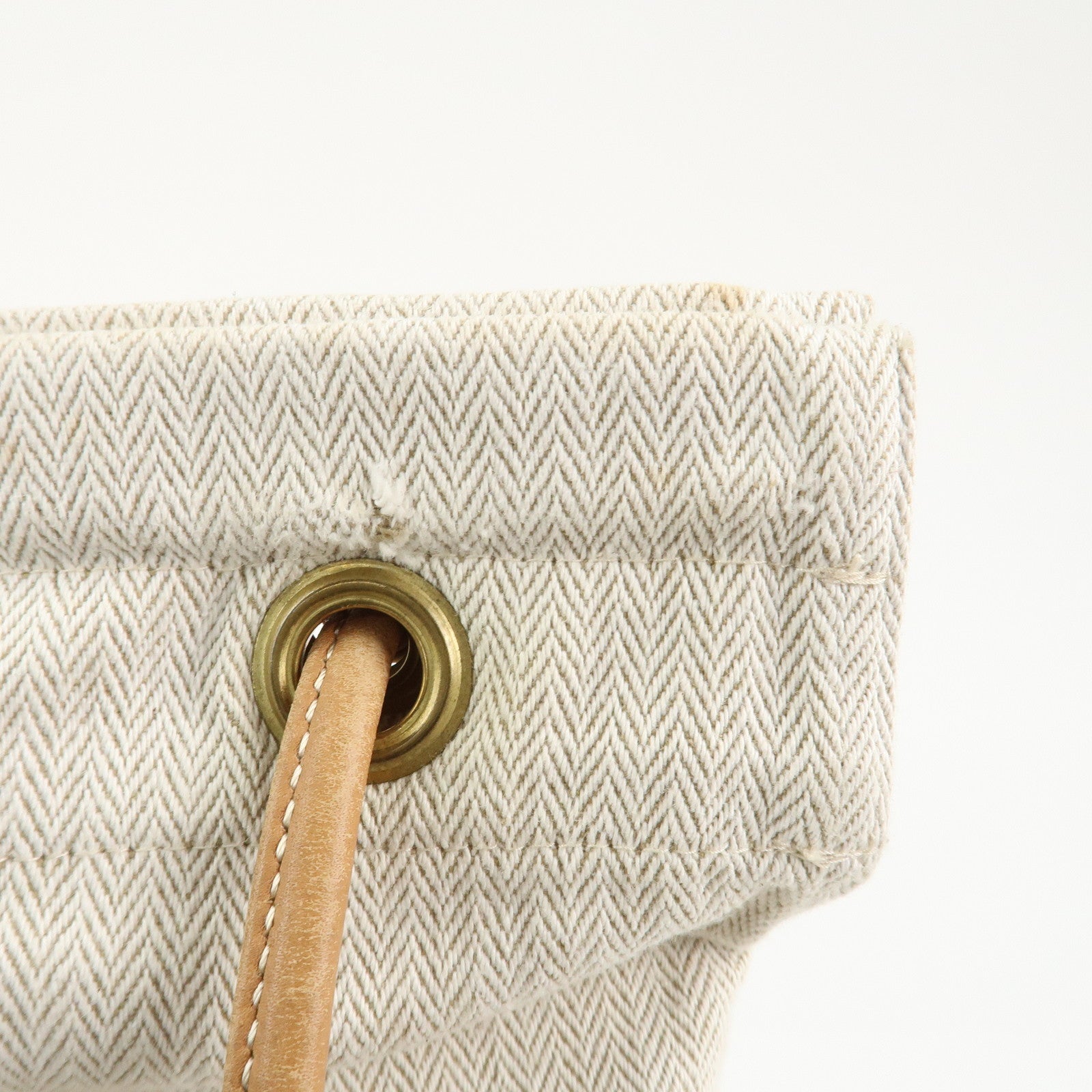 HERMES Aline GM Canvas Leather Shoulder Bag Natural