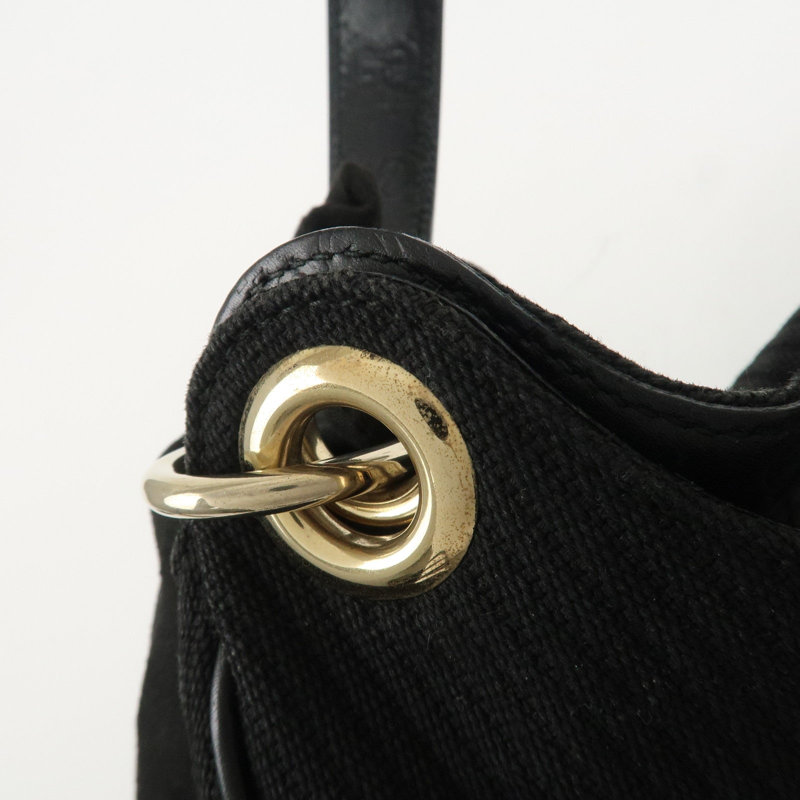 GUCCI Guccissima Leather Canvas Shoulder Bag Hand Bag Black 257265 Used