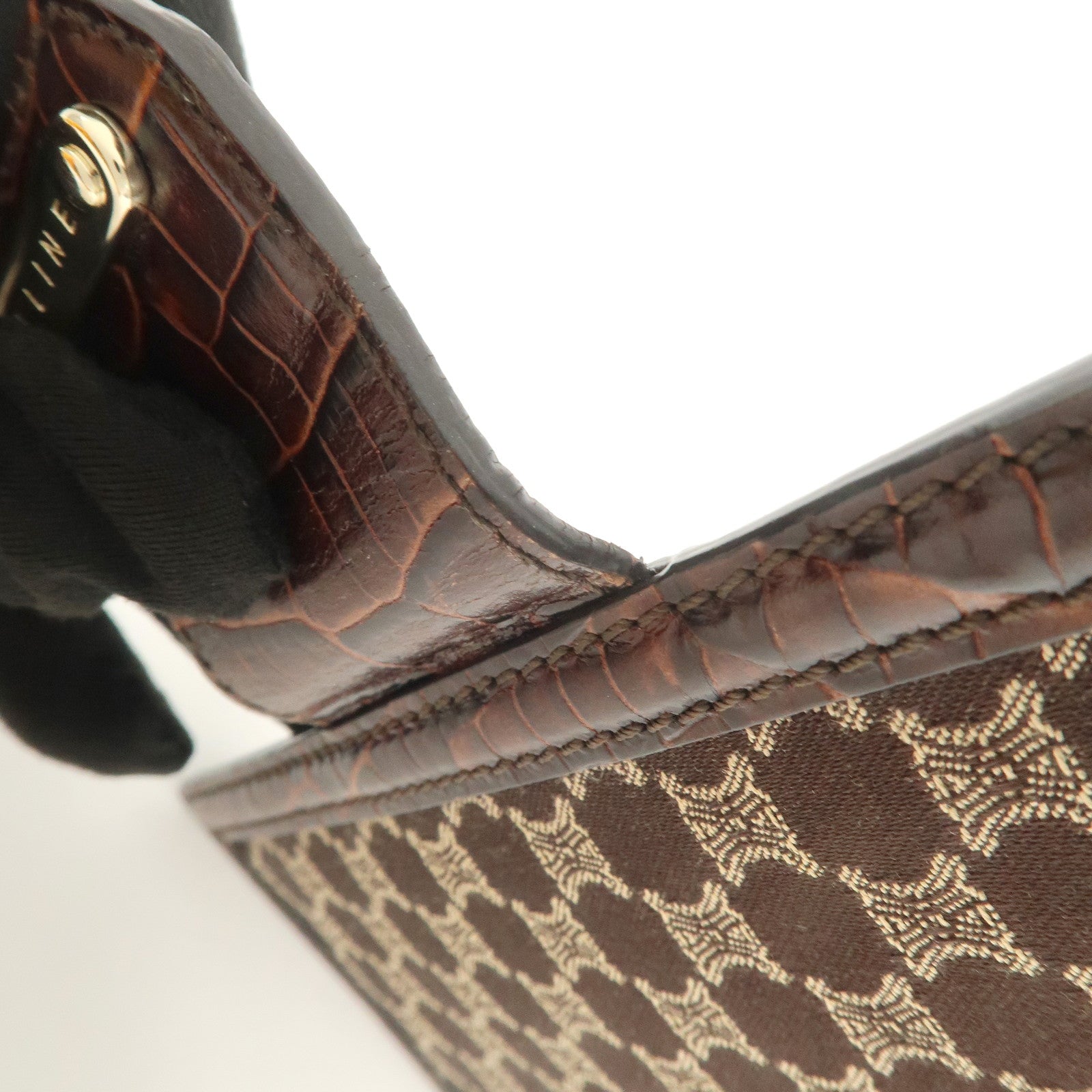 CELINE Macadam Canvas Leather Flap Long Wallet Brown