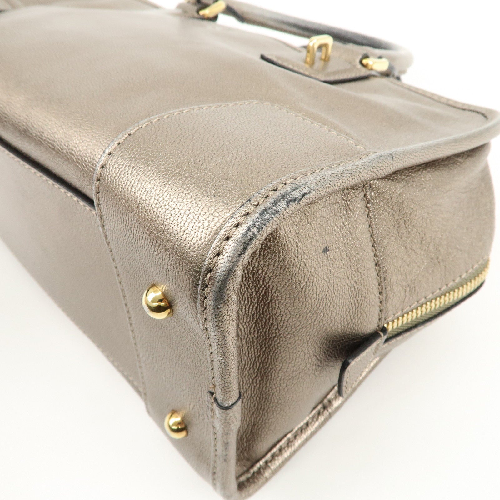 LOEWE Anagram Leather Amazona 28 Hand Bag Champagne gold Used