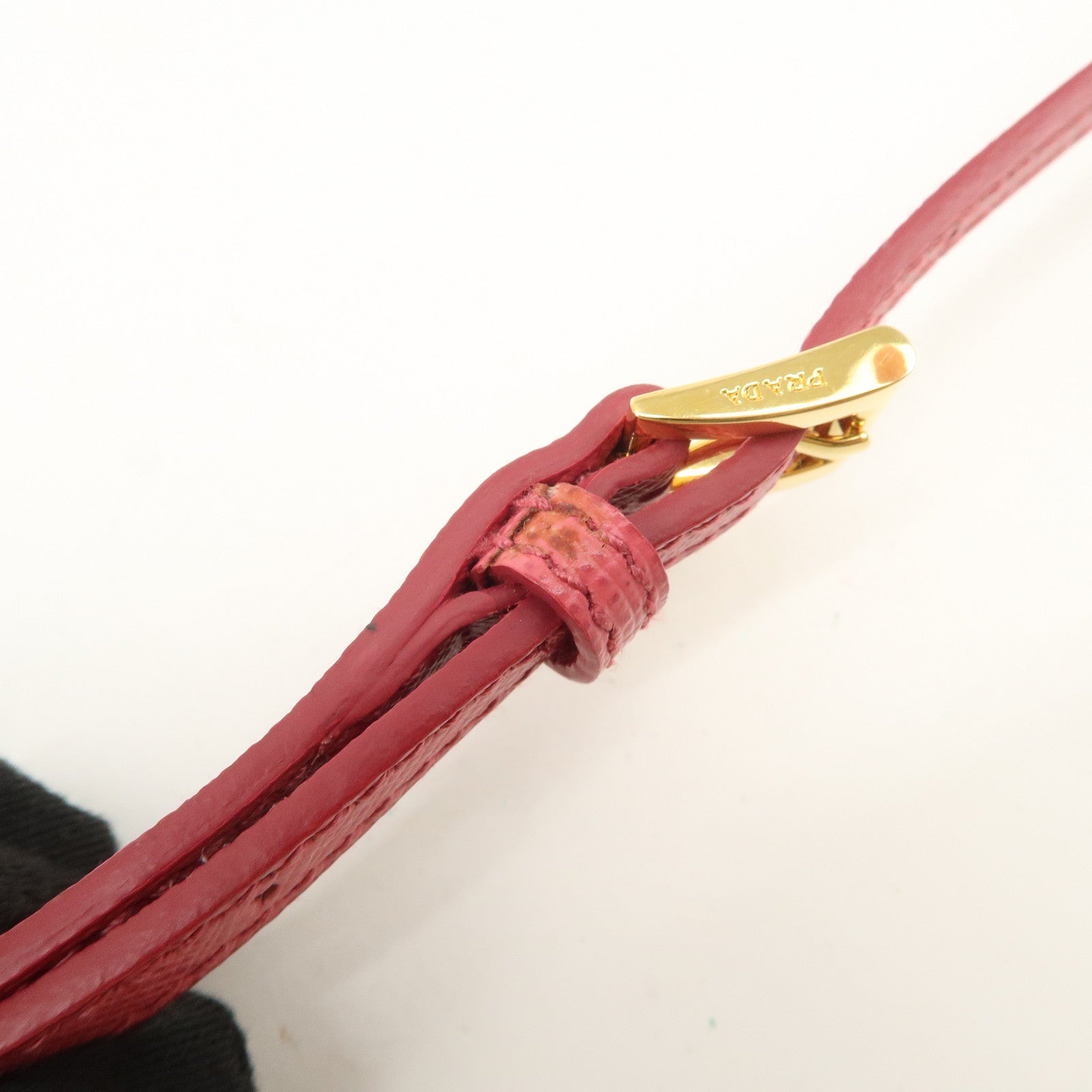 PRADA Saffiano Leather Ribbon Mini Shoulder Bag Camera Bag 1N1674