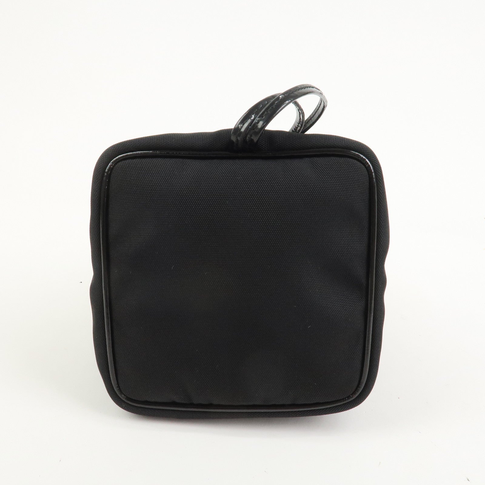 GUCCI Nylon Patent Leather Cosmetic Pouch Hand Bag Black 390・0973